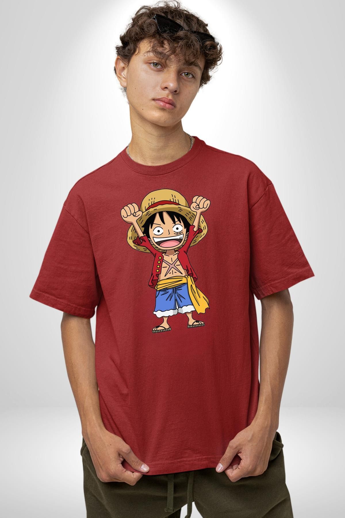 Navcoli-Anime Pirate Hero Adventurer Spirit and Pirate Graphic Printed Cotton Combed Cotton Women Men's Red T-Shirt 3