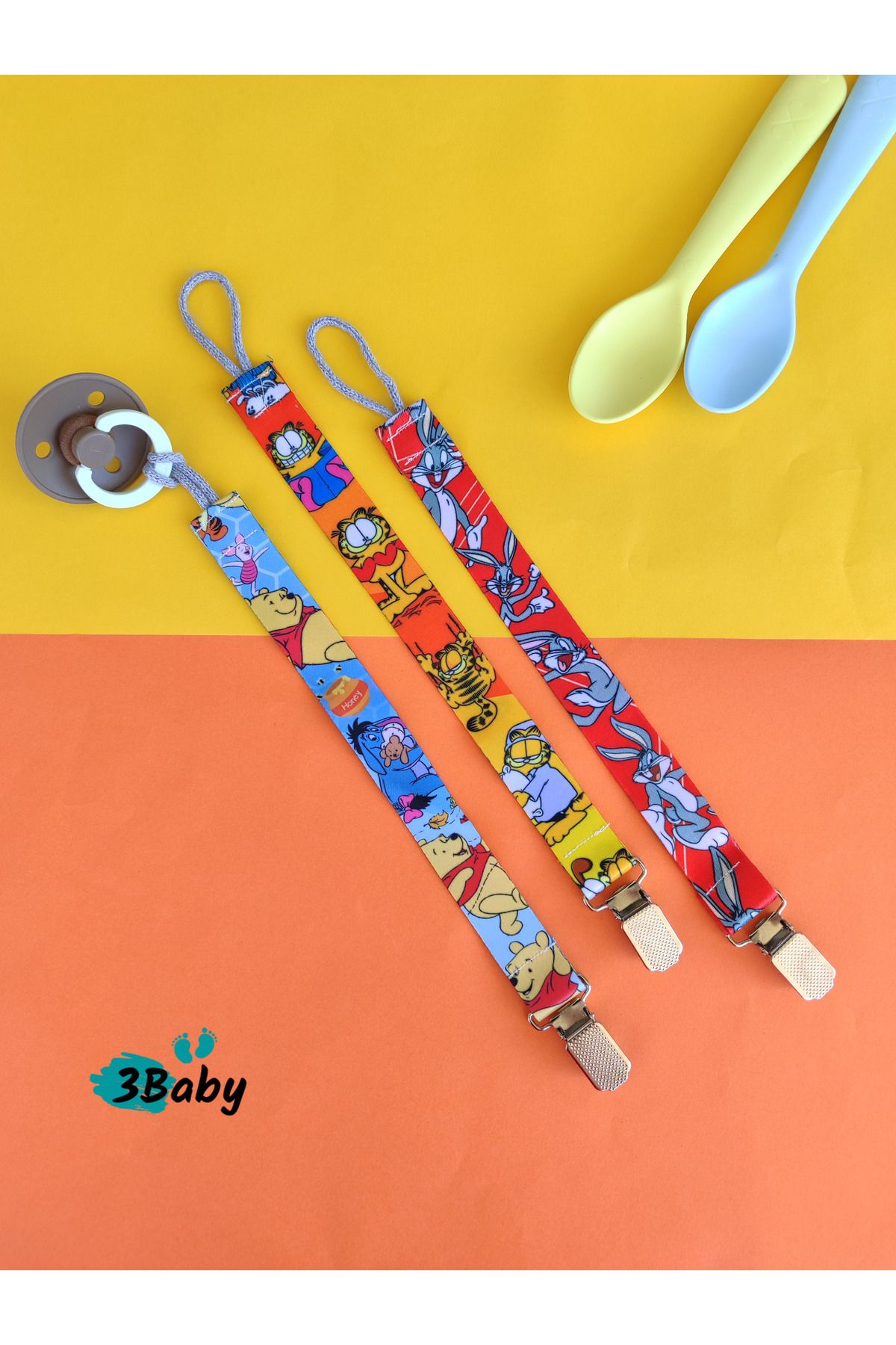 3Baby-Pacifier Holder - Pacifier Chain - Pacifier Strap Set (3 Pieces) 2