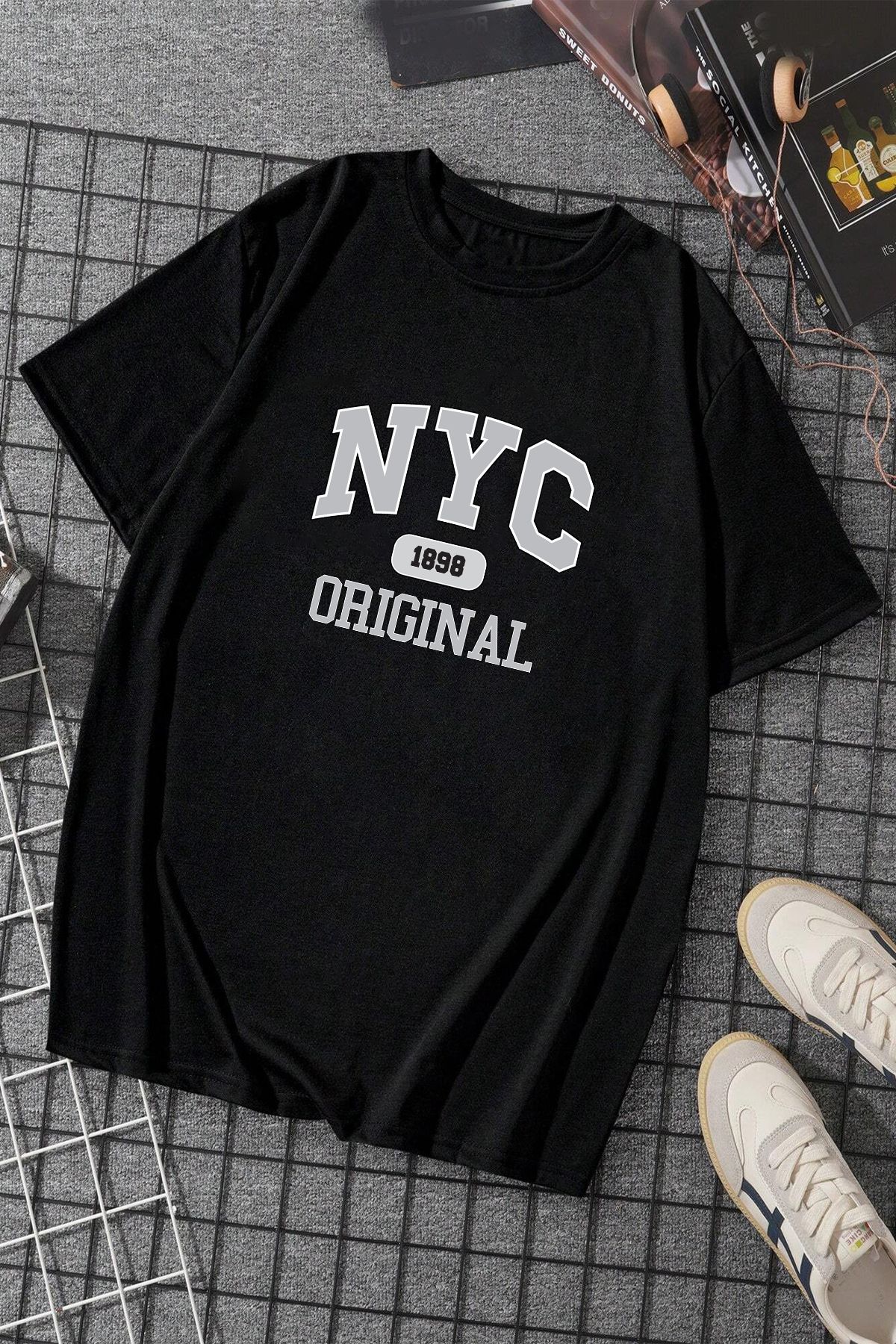 uyguntarz Pamuklu Nyc Baskılı Oversize T-shirt