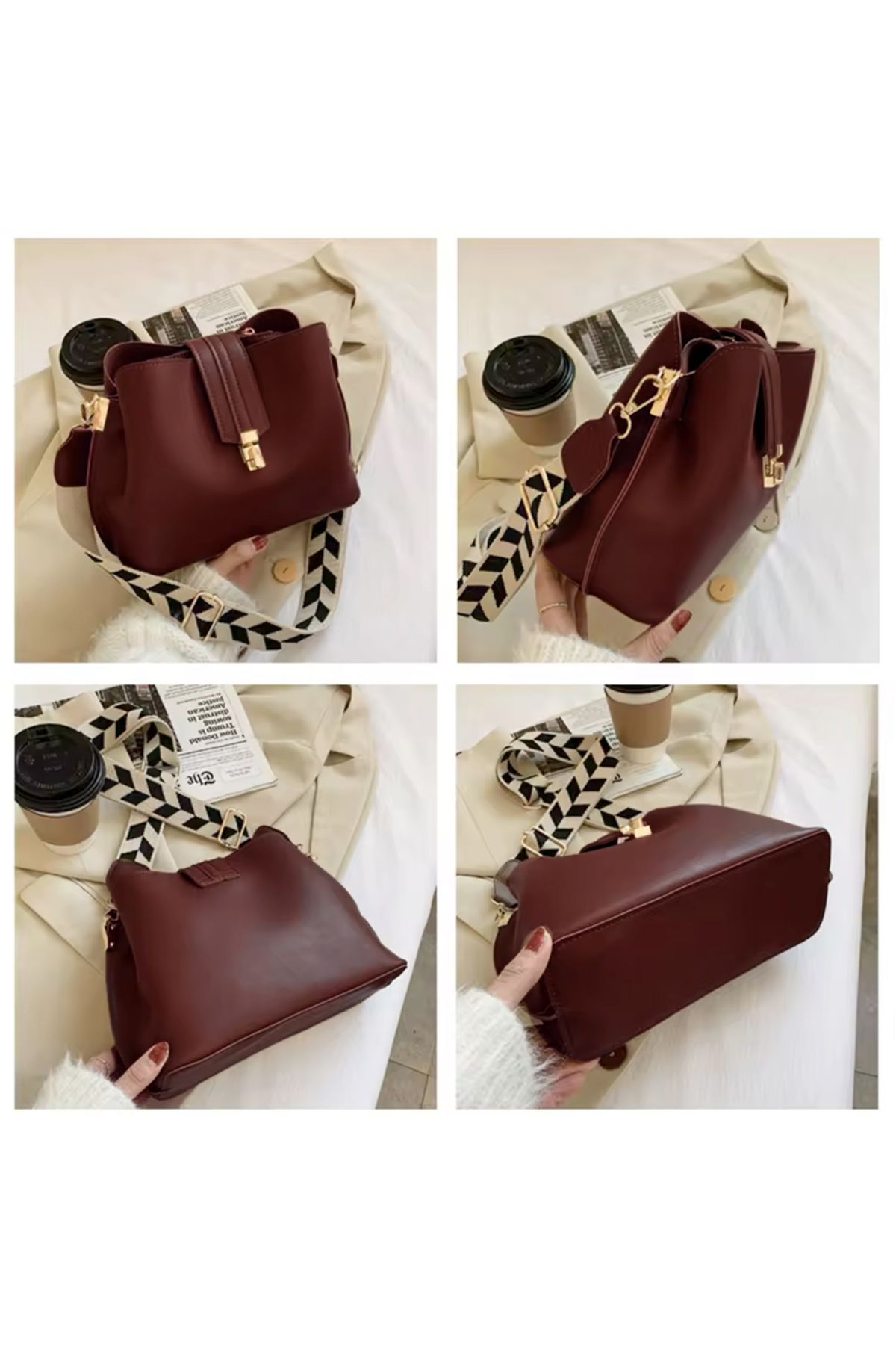 Rimense-Women's Burgundy Long Shoulder Strap Hand and Shoulder Bag 3