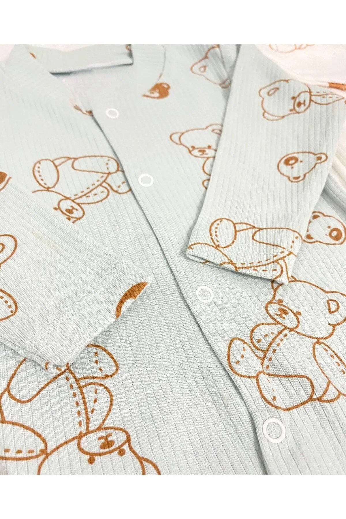 teknotrust Haki Erkek Bebek Ayıcık Desenli 2li Tulum Takımı Yenidoğan fotoğrafı 4 (önizleme)