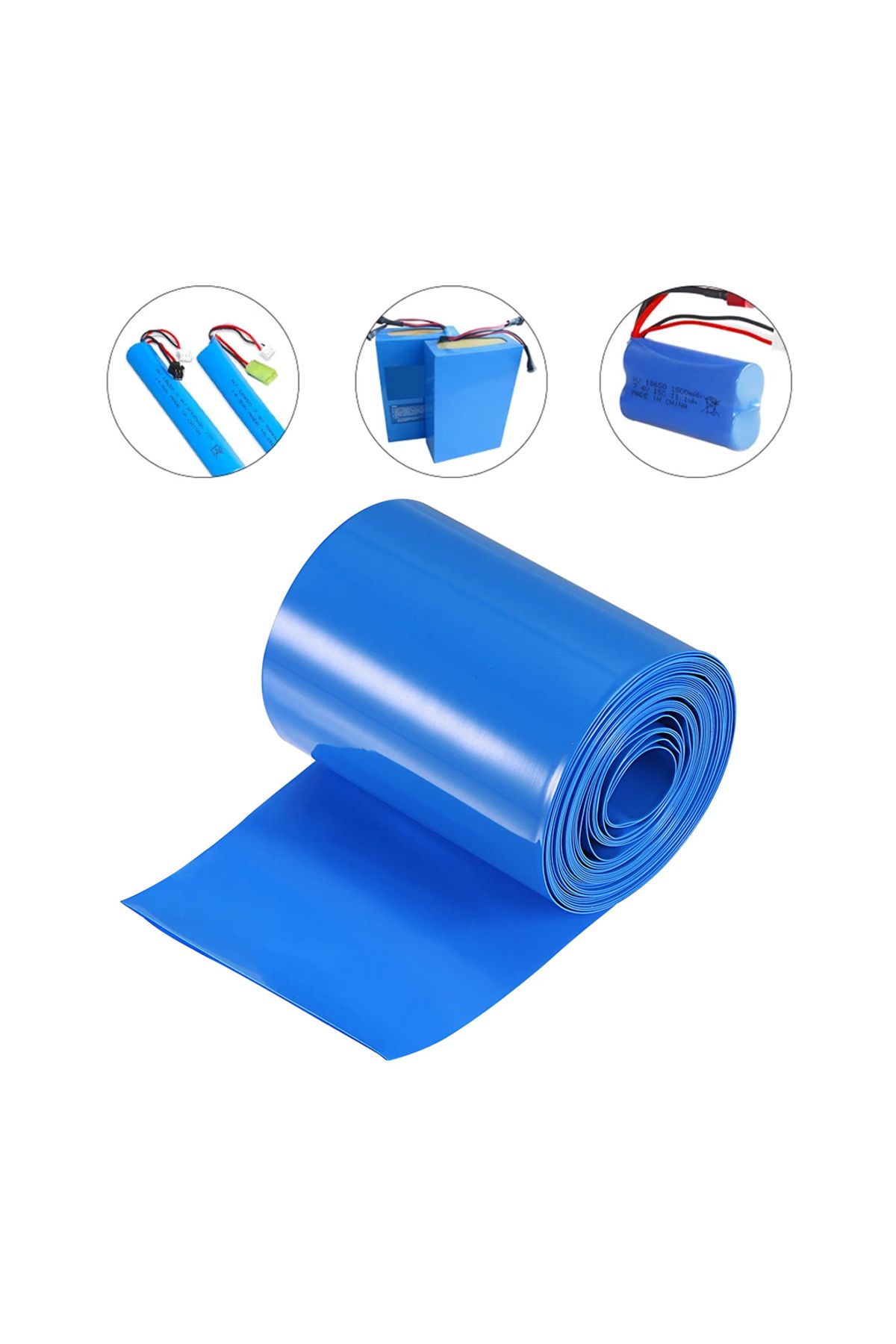 Serero 1 Mt Pvc Isi Borusu Mavi Shrink 100 Mm 18650 Pil Yalitim Isi Büzülme Kablo Kilifi