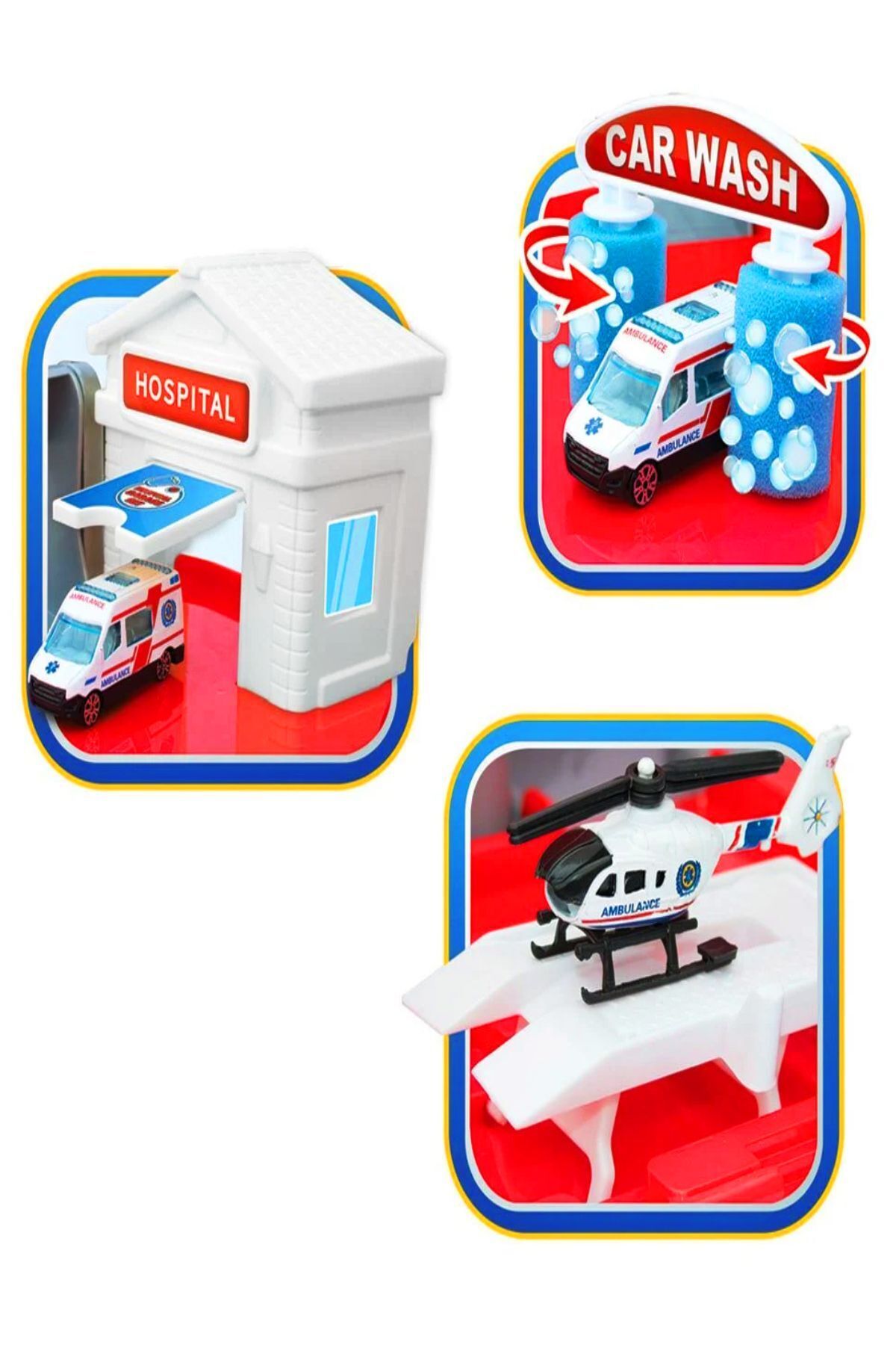 a v d a Hastane Mega 2 Katlı Oyuncak Garaj Seti Pisti - Otopark - Istasyon Araba Oyun Seti fotoğrafı 4 (önizleme)