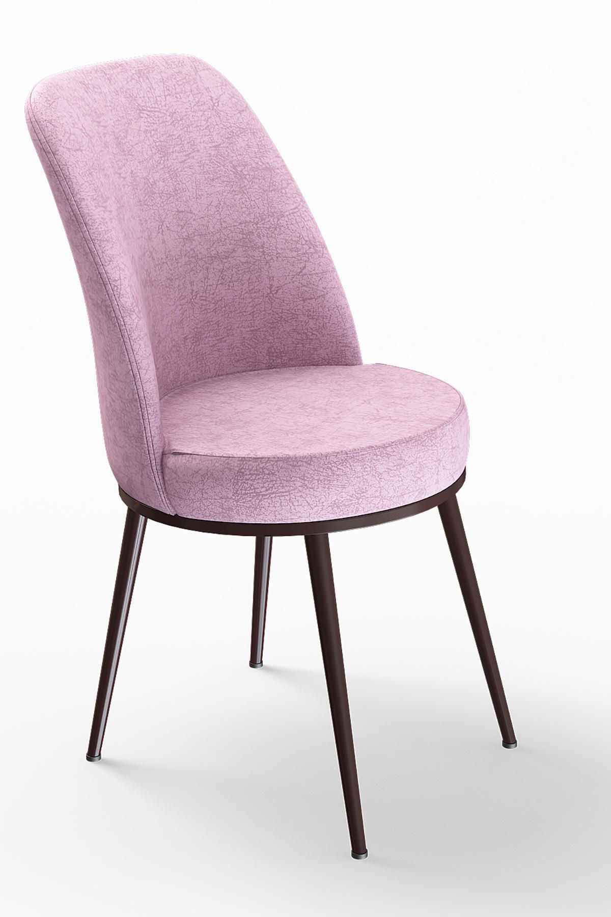 Raum Serisi Barok 70x110 Sabit Suntalam Yemek Odası Takımı Metal Ayak 4 Adet Pembe Sandalye-3