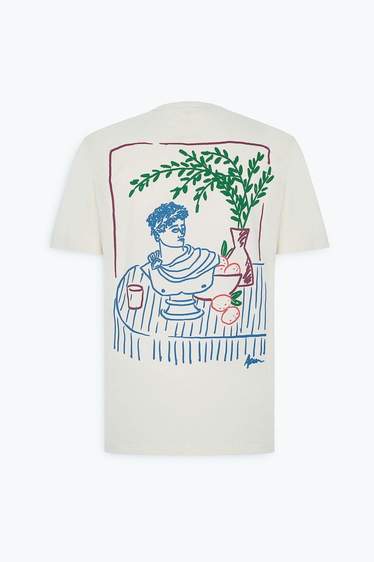 AC&Co / Altınyıldız Classics-Pánské žluté tričko Standard Fit Regular Fit, 100% bavlna, měkká textura, potištěné tričko s výstřihem 8