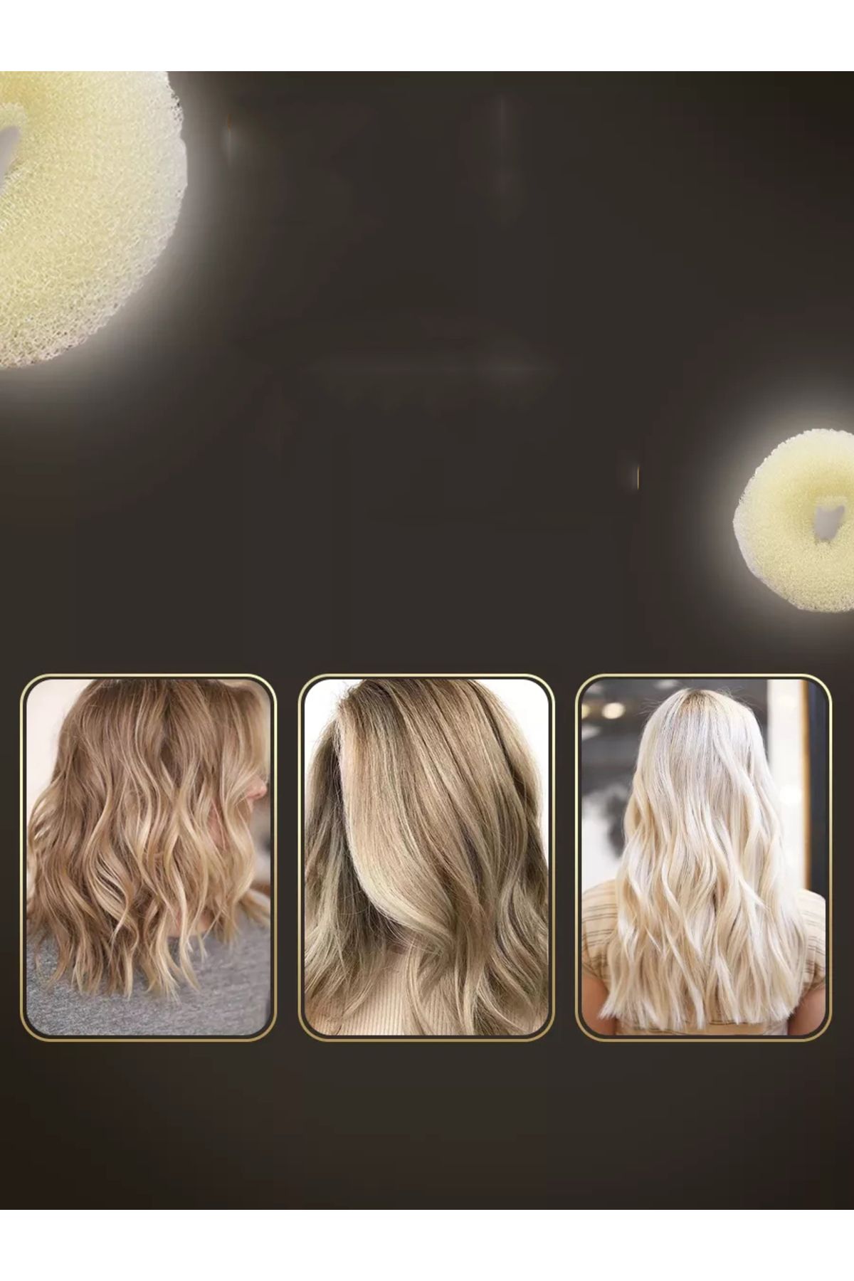 Transformacion-Gold Hair Bun Sponge 2 Pcs 10 cm Diameter 4 cm Thickness 721337 4