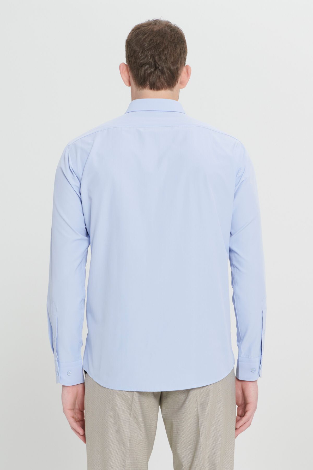 AC&Co / Altınyıldız Classics-Ανδρικό γαλάζιο πουκάμισο Easy-Iron Comfort Fit Relaxed Cut Classic γιακά 5