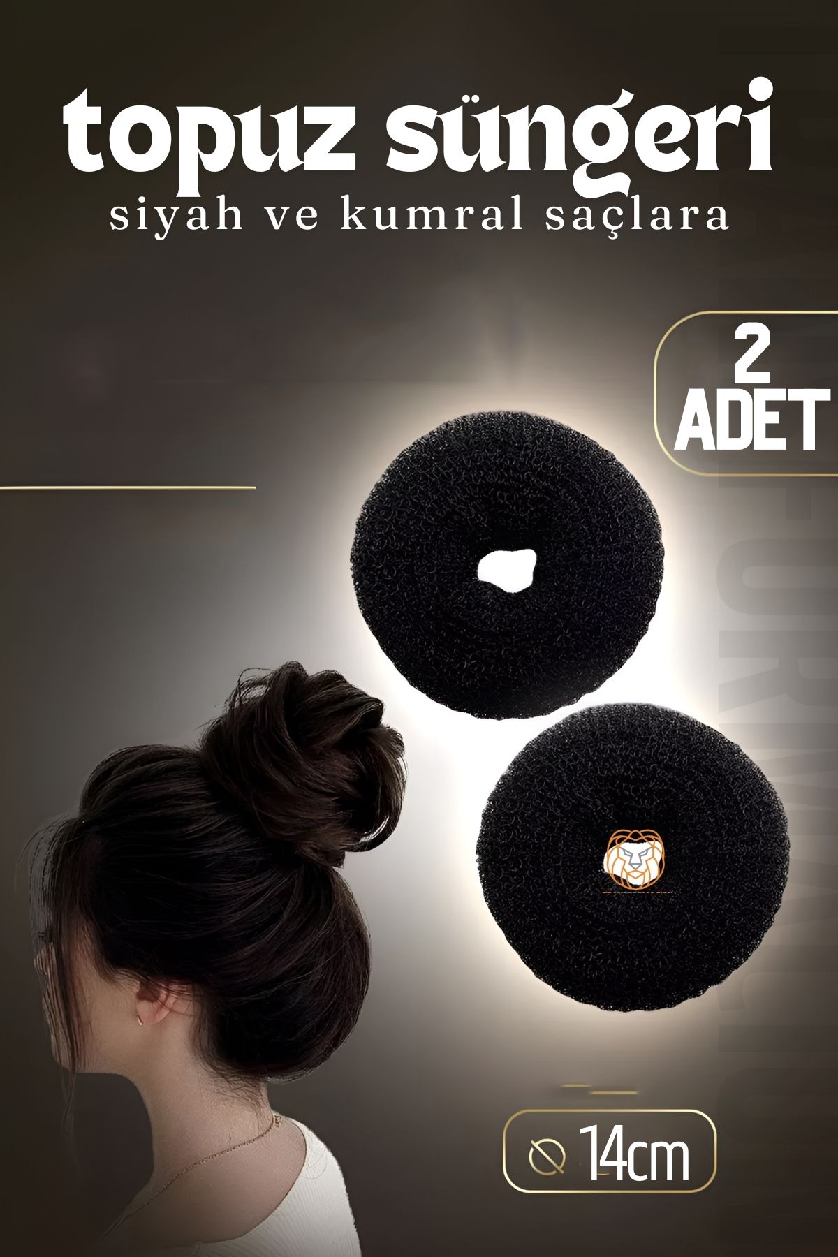 Transformacion-Black Hair Bun Sponge 2 Pcs 14 cm Diameter 6 cm Thickness 721341 1