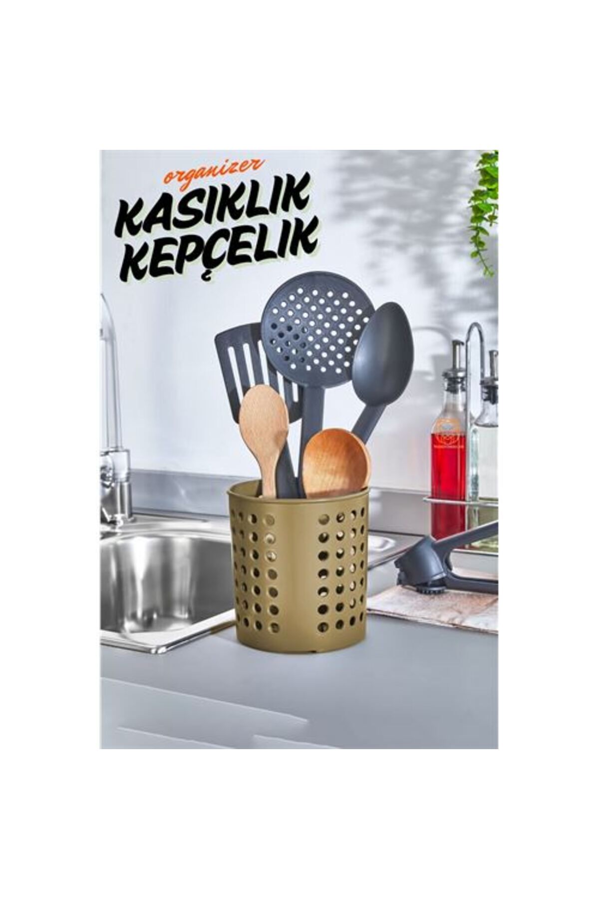 KfksStore Engithalat Kaşıklık Kepçelik Organizer LATTE