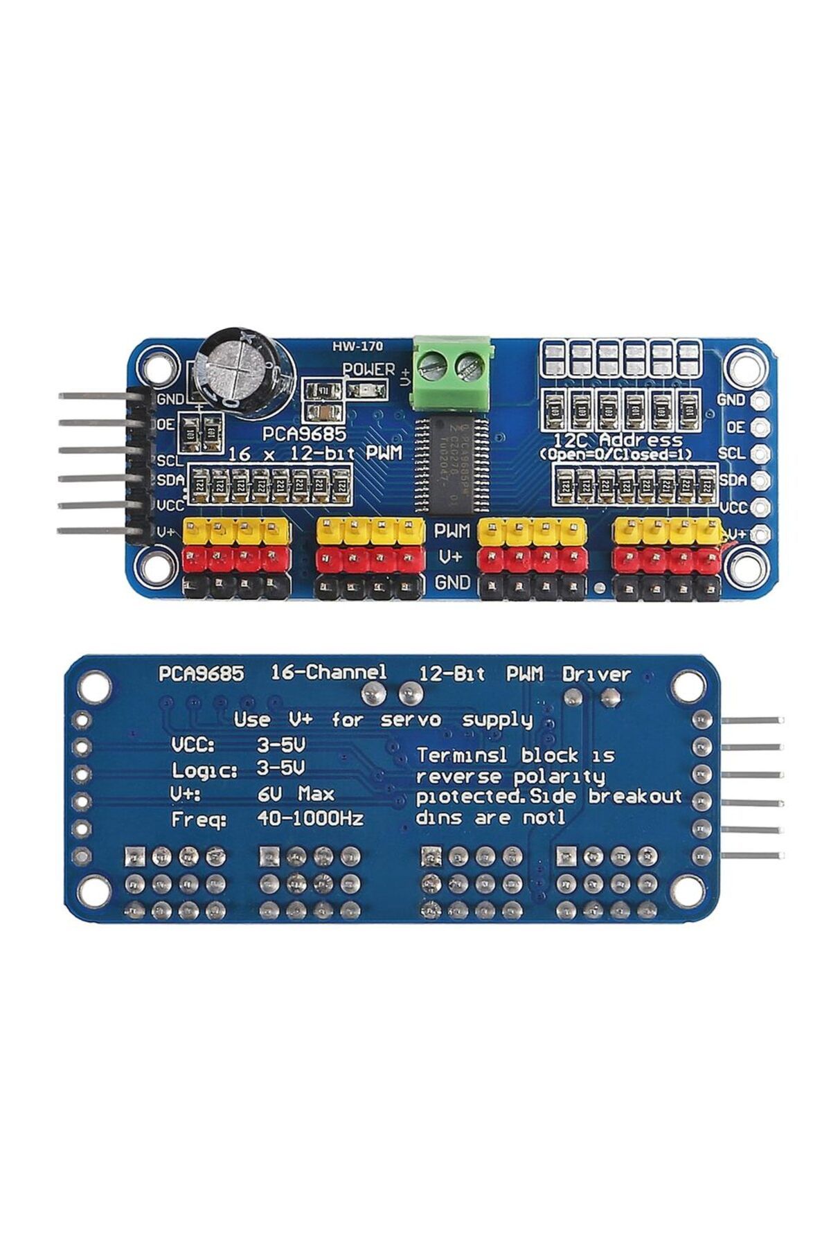 AOKIN-PCA9685 16 Channel 12 Bit PWM Servo Driver Board IIC Interface PCA9685 Module Controller for Ardu... 7
