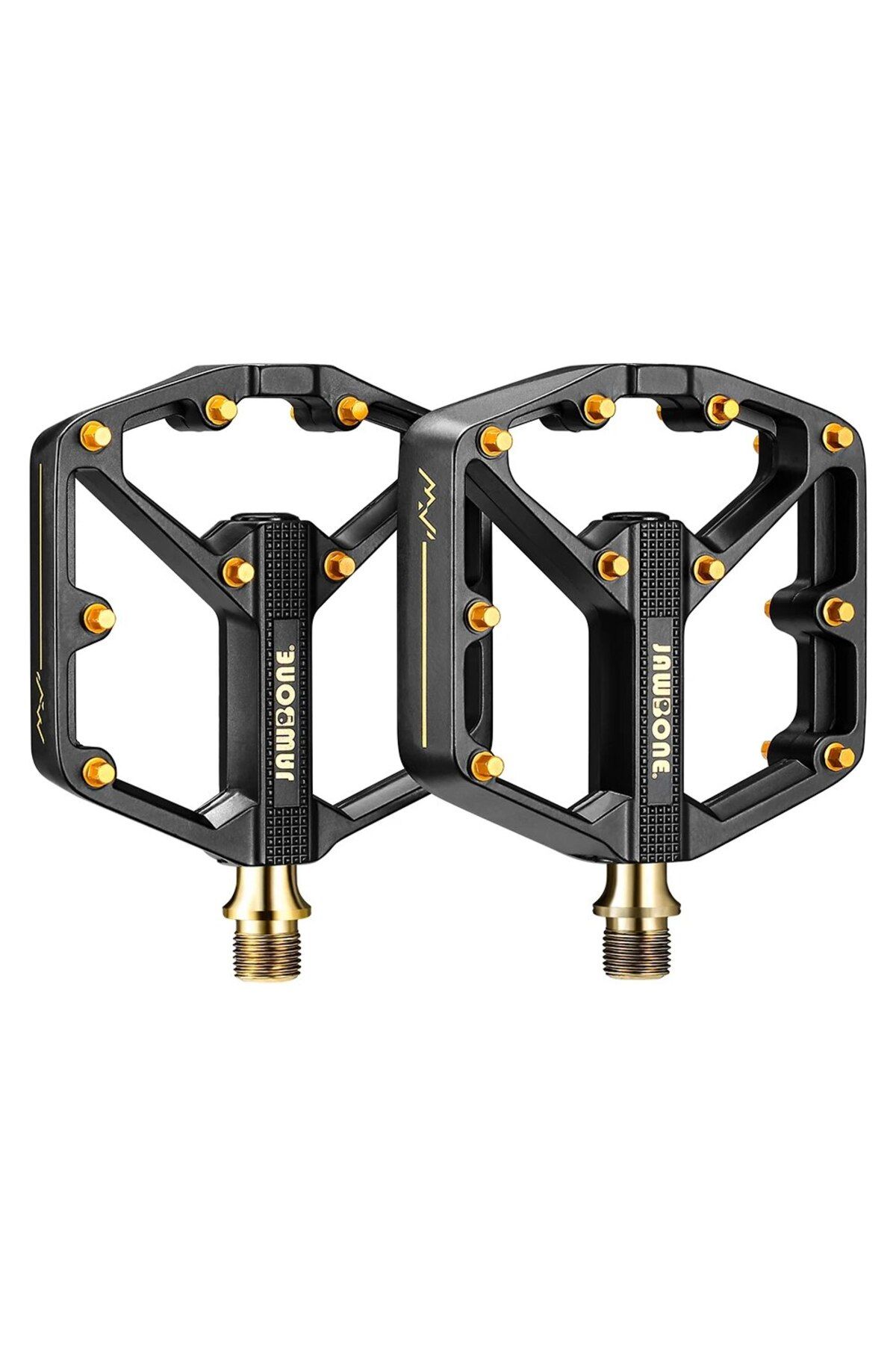 Choice-Black Gold Jawbone Mtb Bike Pedals Mountain Bicycle Flat Pedals Aluminum 9/16" Sealed Bearing Lightw 1