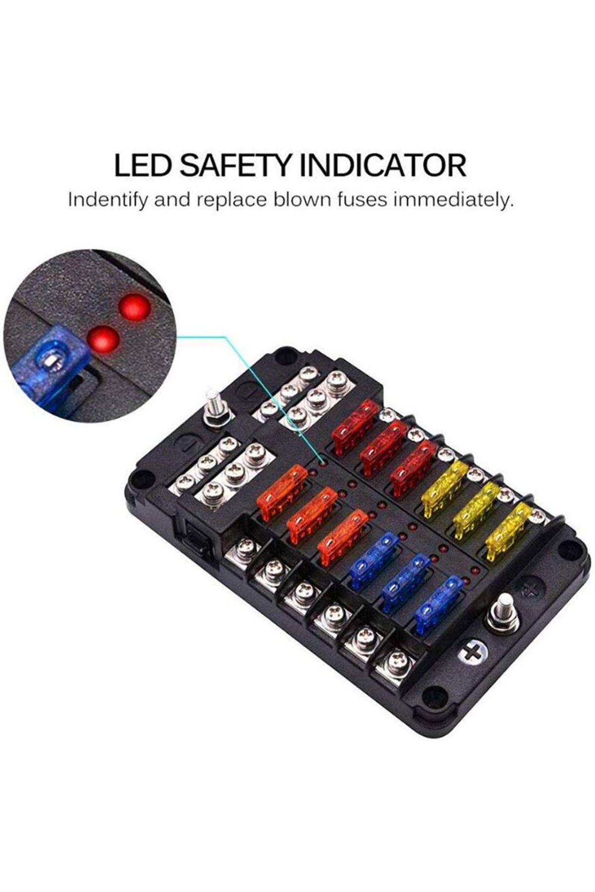 Choice-6/12 Ways Car Boat Fuse Box Holder Blade Fuse Holder Block With Warning Indicator 12V 36V Power D... 5