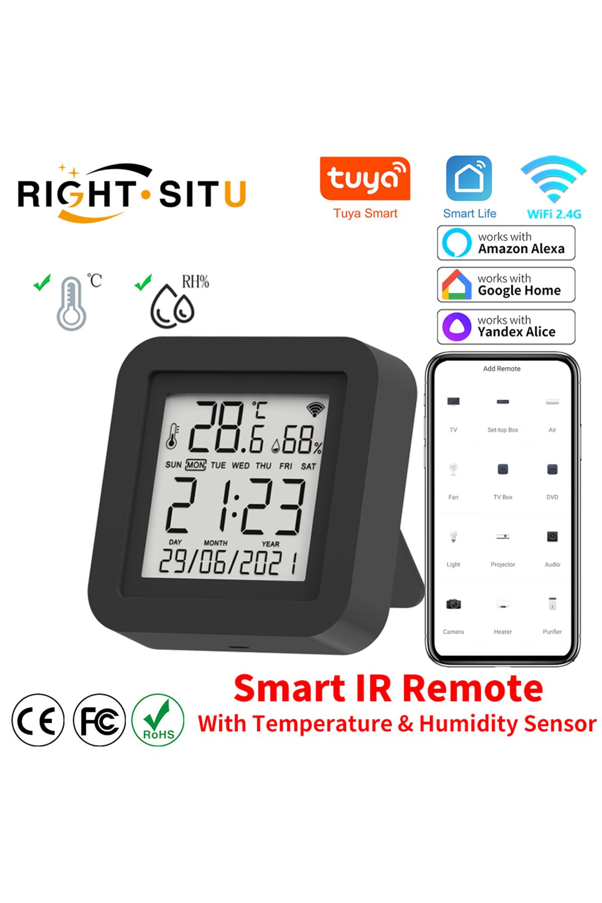 Choice-Tuya Smart Universal IR Remote With Temperature Humidity Sensor for Air Conditioner TV AC Works w... 2