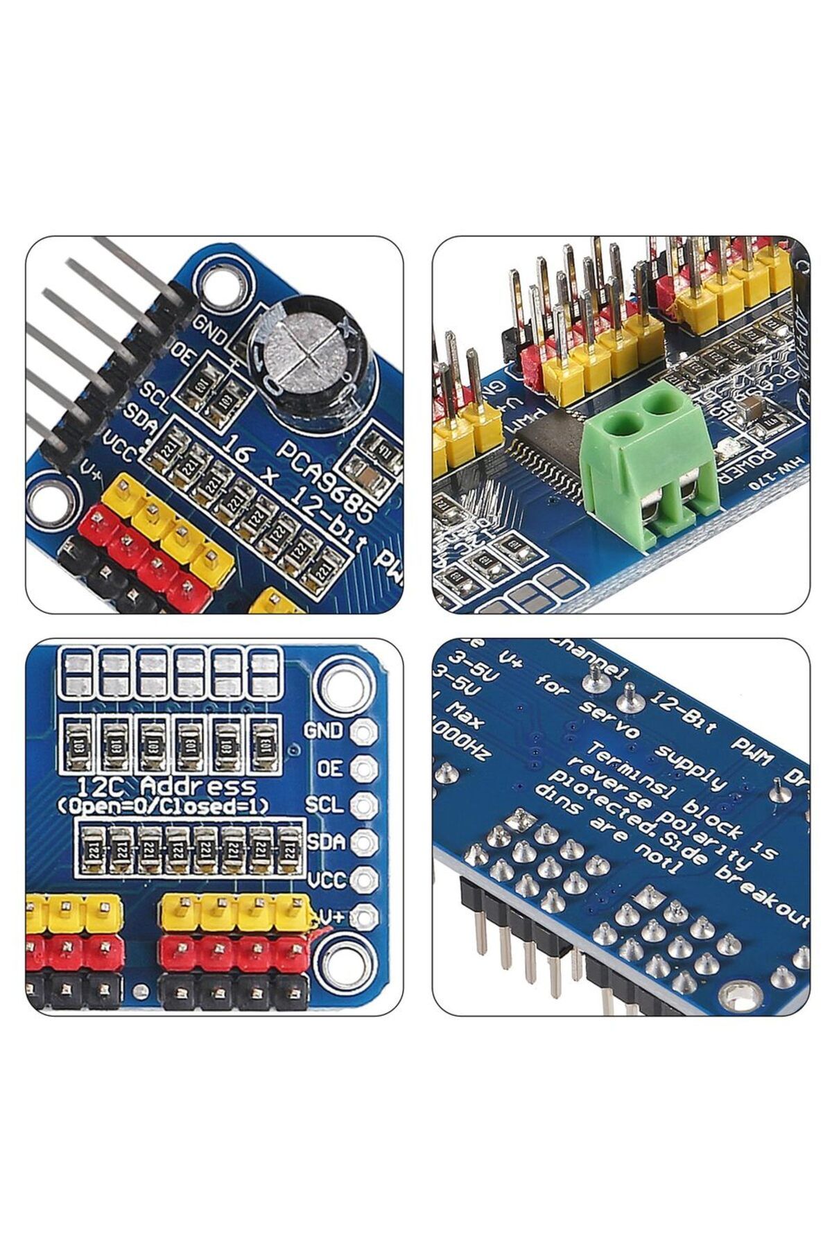 AOKIN-PCA9685 16 Channel 12 Bit PWM Servo Driver Board IIC Interface PCA9685 Module Controller for Ardu... 2