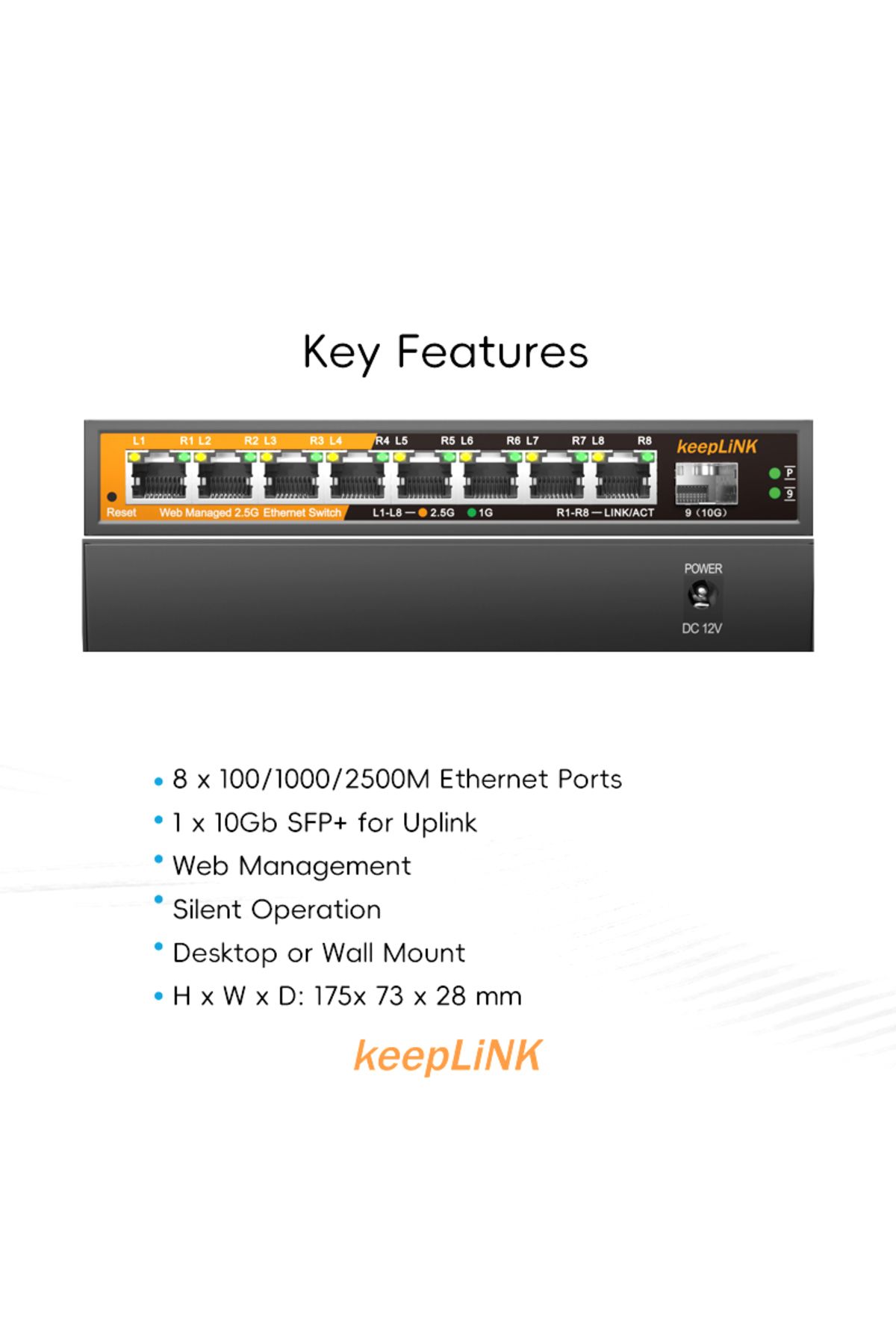 Choice-Switch With Eu Plug Keeplink 9-port Multi-gigabit Managed Ethernet Switch With 8-2.5gb Ports And 1-1 2