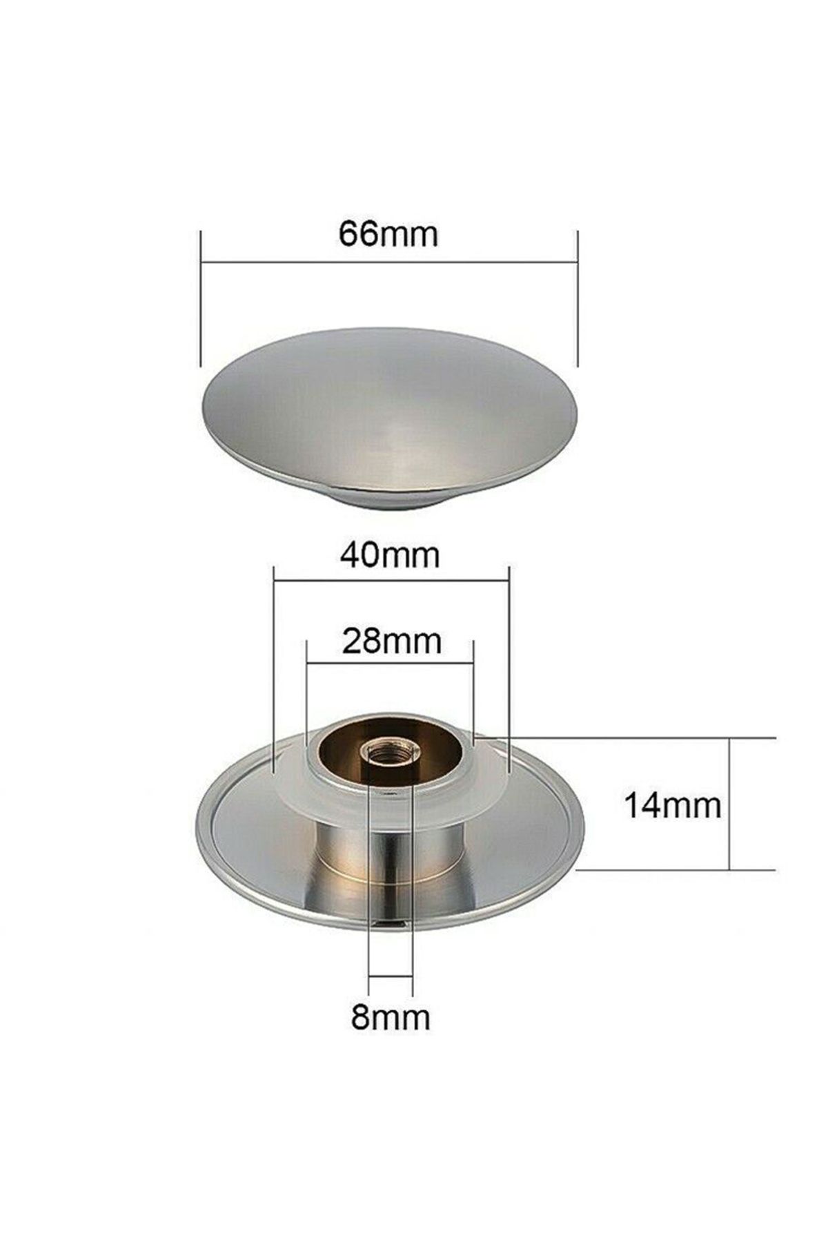 Choice-Basin Waste Sink Plug, Silver Chrome, 66mm PopUp Cap, Click Clack Push Button, Replacement Part F... 4