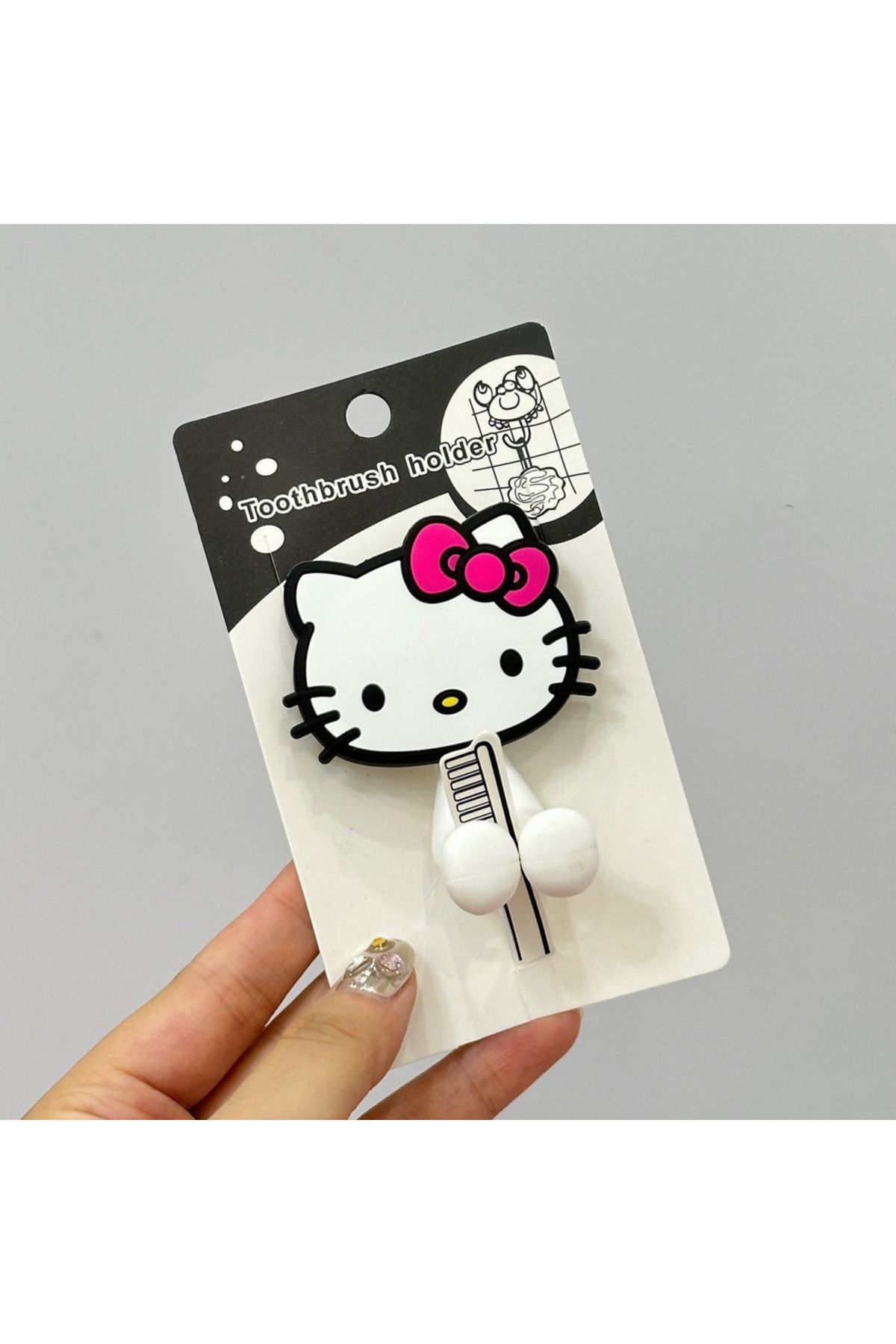 Choice-2 Cartoon Hello Kitty Child Toothbrush Holder Anime Sanrio Multipurpose Wall Mounted Shelf Family K. 1