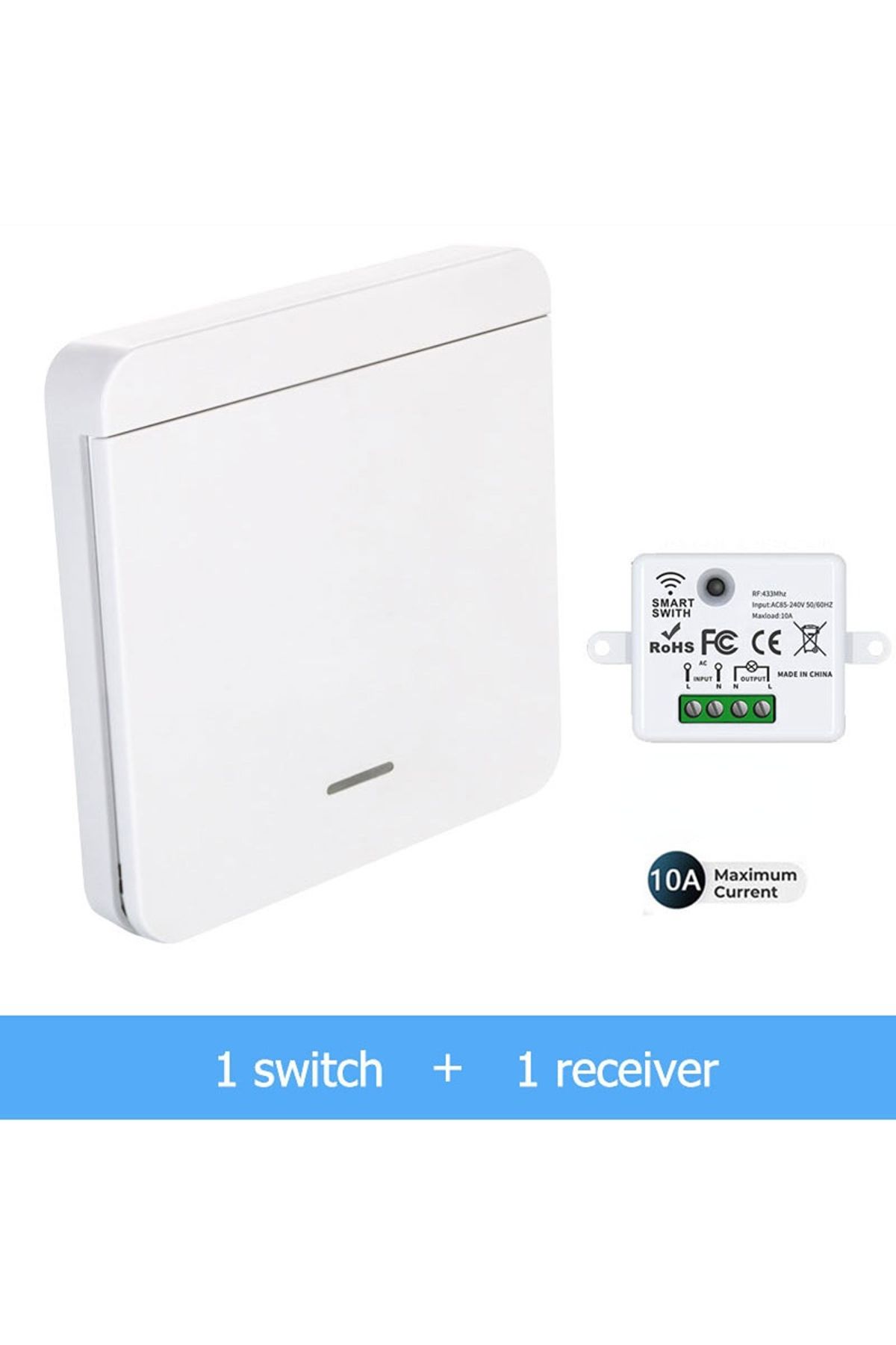 Szaoju-white one Wireless Switch RF 433Mhz Interruptor Light Switch Remote Control 86 Wall Panel 10A 110V-2 1