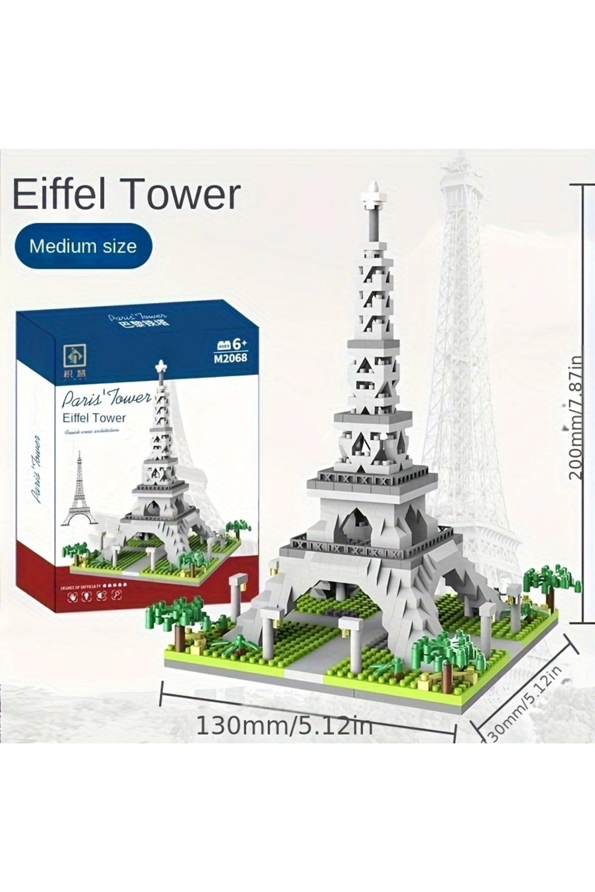 Choice-600pcs Paris Eiffel Tower Children's Puzzle Micro Particle Block Assembly Landmark Building Model Or 1