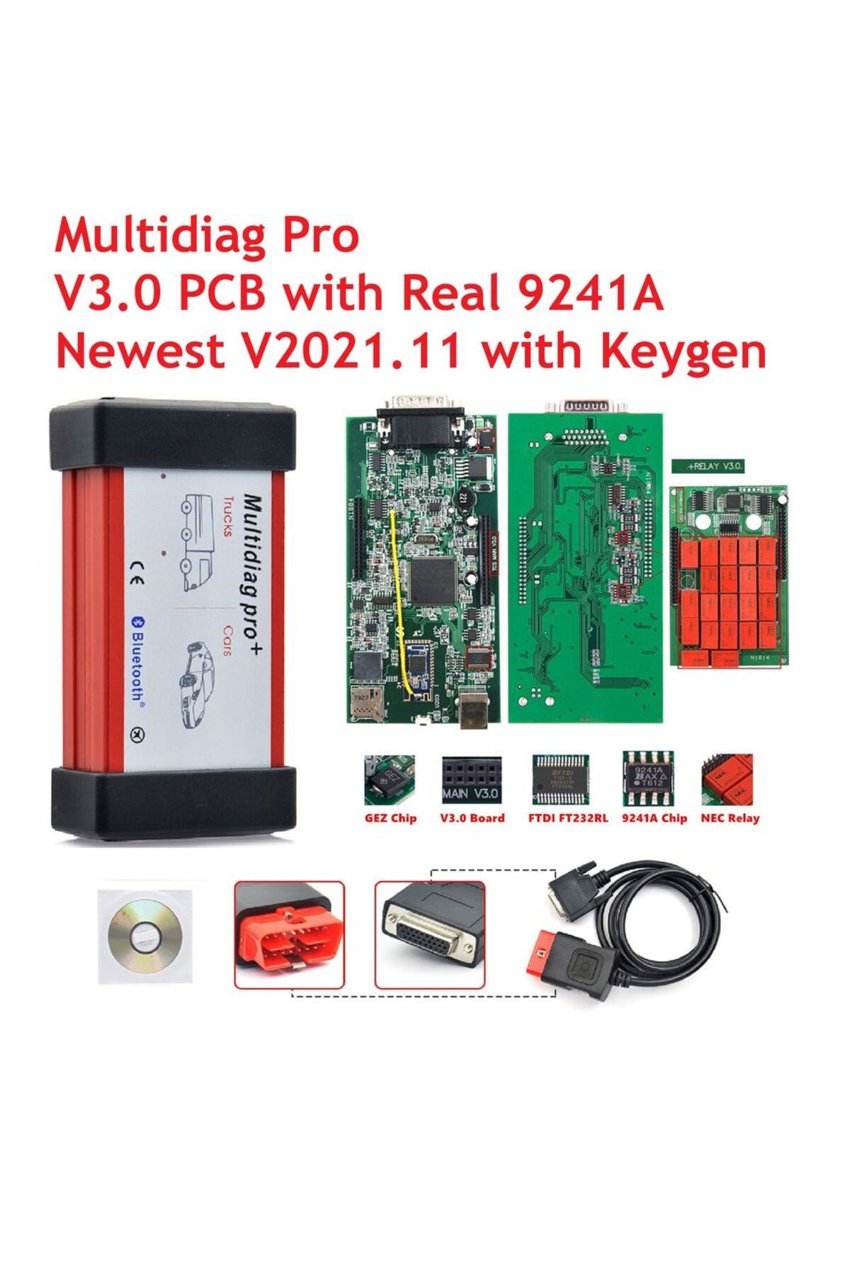 Choice-High Quality 9241A Chip Multidiag Pro with Bluetooth V2021.11 with Keygen for Car Truck TCS OBD2 ... 8