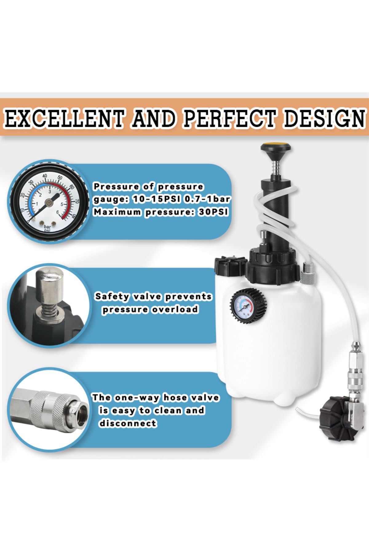 Choice-3L Manual Brake Bleeder Kit with 1L Oil Bottle Fluid Pressure Bleeding Vacuum Pump Tool Set 4