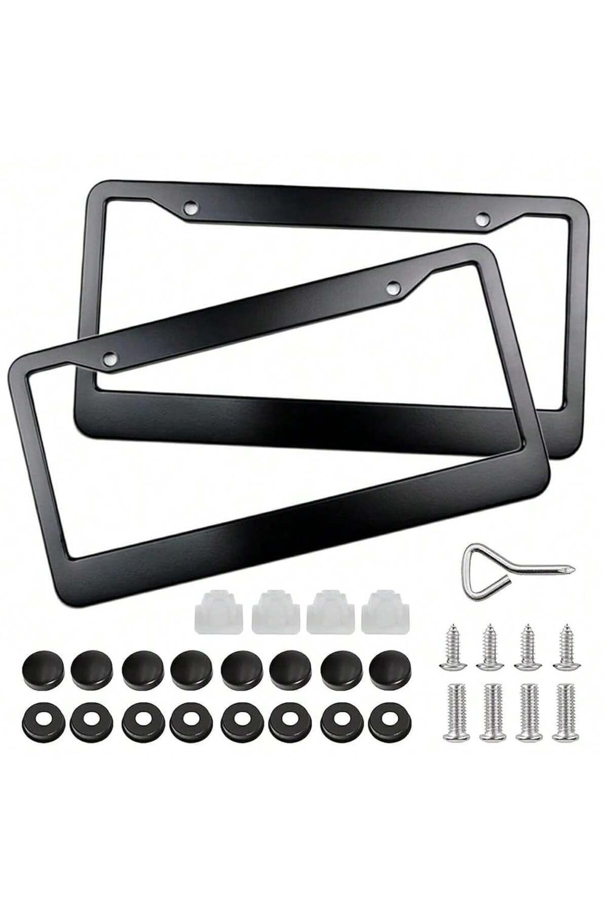 Choice-Black 2-piece 16.2x32cm License Plate Holder Black License Plate Holder Set Waterproof Shockproof Wi 1