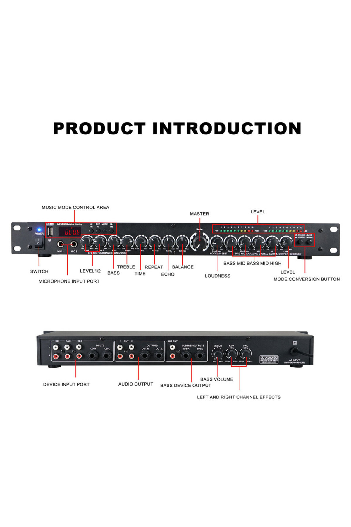 Choice K95BT Professional Pre Reverb Effector, Digital Audio Processor ...