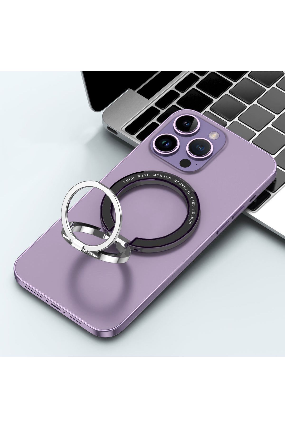 Choice-Black Magsafe Metal Diamond 3 Sections Sticker With Strong Magnetic Suction Ring Holder For Mobile P 1