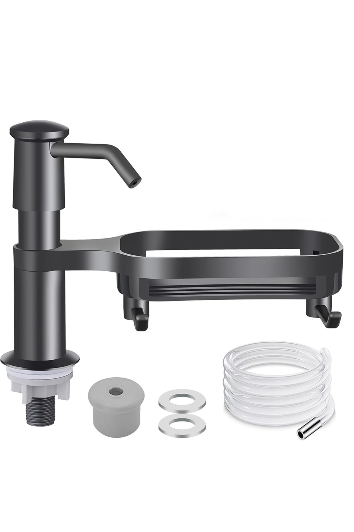 NIUXIANG-Black Dish Soap Dispenser For Kitchen Sink Dispenser Countertop Soap Dispenser Pump With Storage Rac 8