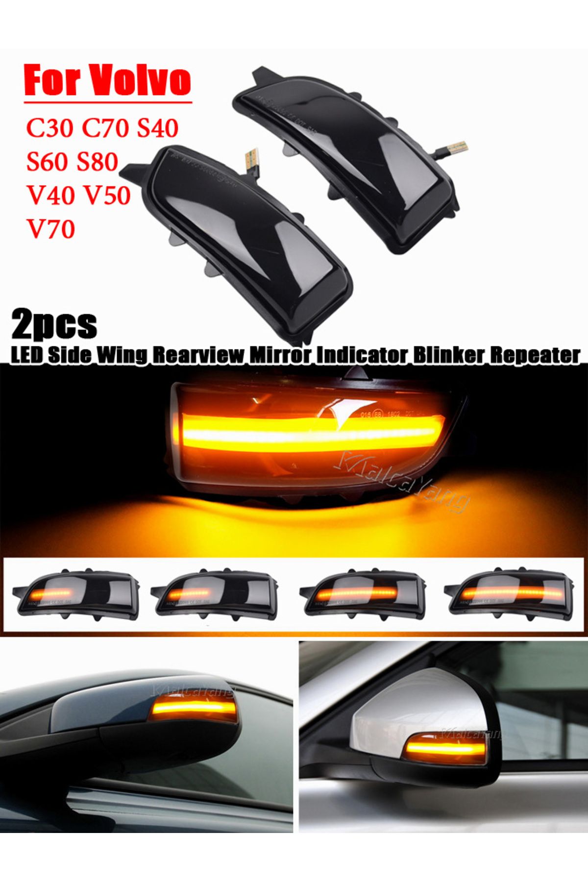 Choice-For Volvo C30 C70 S40 V40 V50 V70 S60 Dynamic Blinker Led Turn Signal Side Mirror Blinker Lights ... 7
