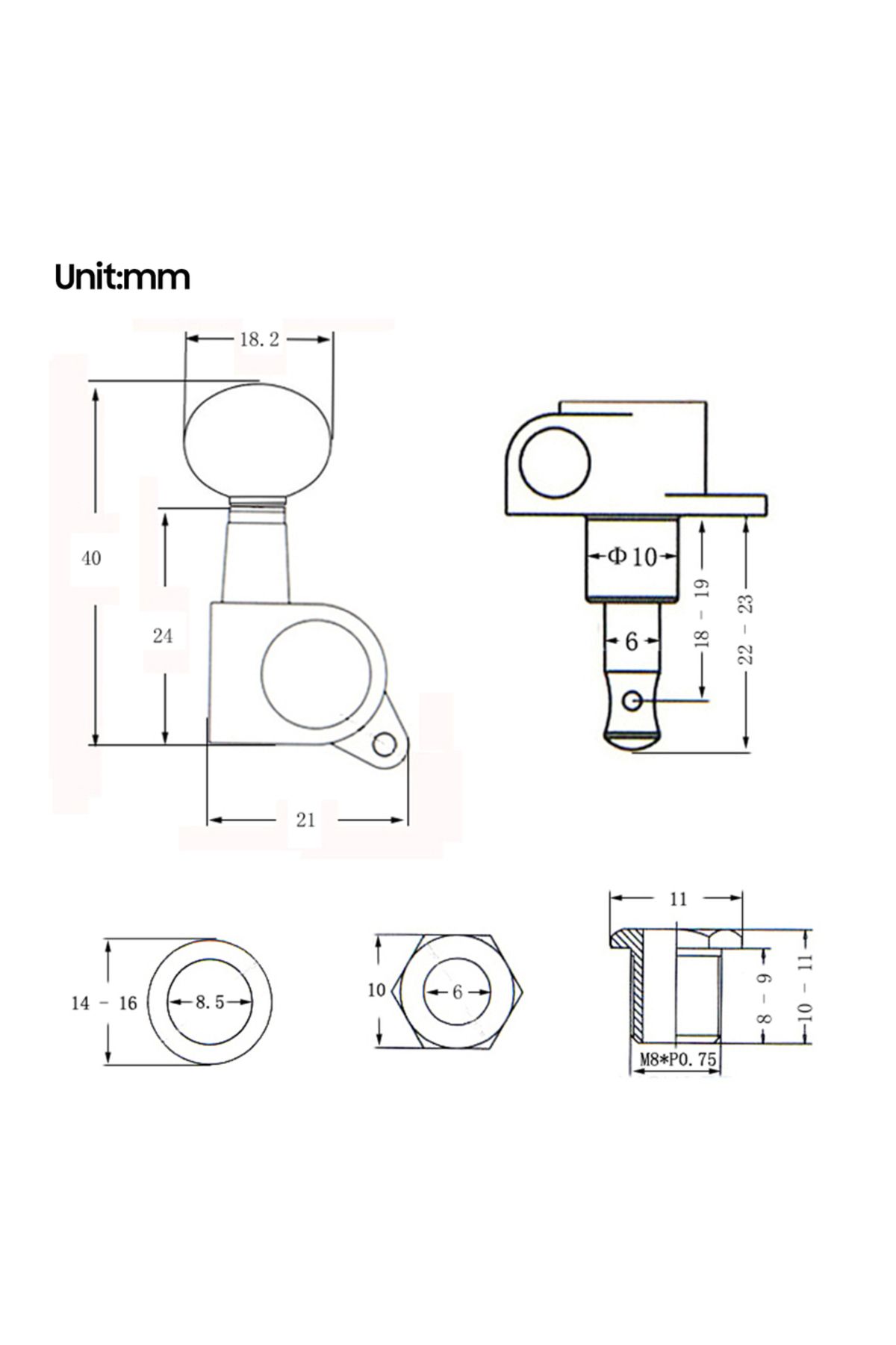 Choice-4 Pcs Ukulele Tuning Peg Uke Knobs 1:15 Closed Style Tuners Tuning Key For 4 String Ukelele 6