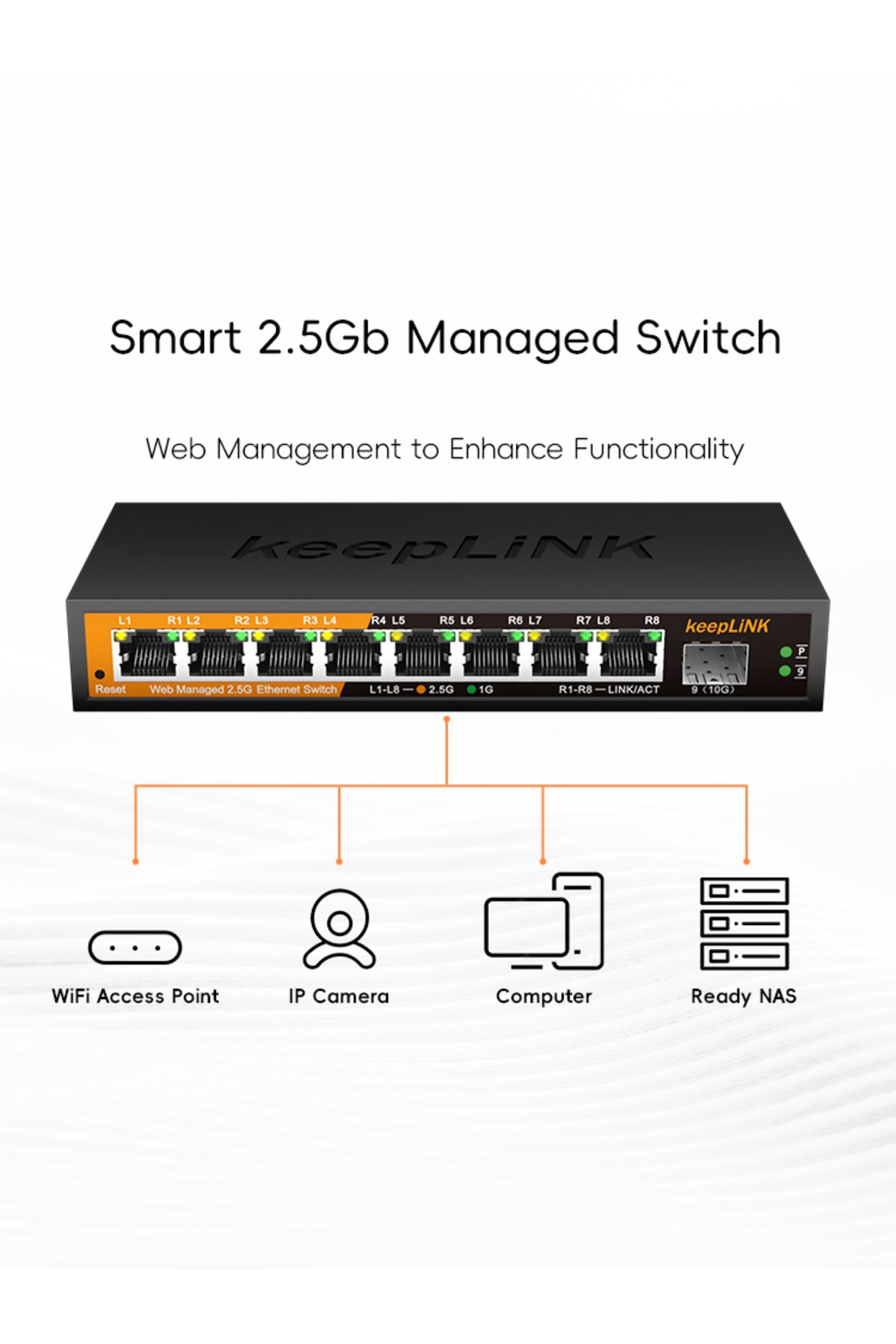 Choice-Switch With Eu Plug Keeplink 9-port Multi-gigabit Managed Ethernet Switch With 8-2.5gb Ports And 1-1 7