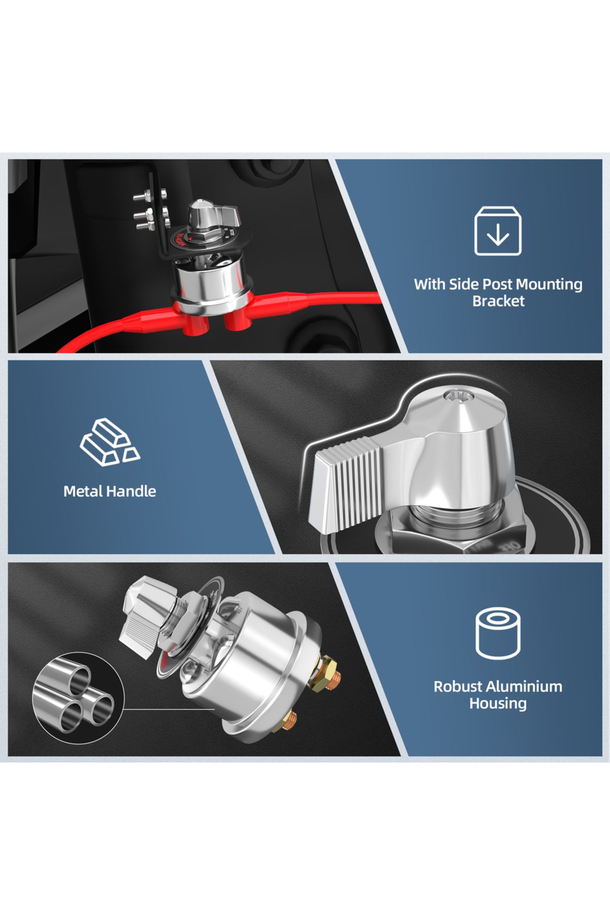 Daiertek-12v 200a High Current Battery Disconnect Switch With Side Post Mounting Bracket Cut Off ... 4