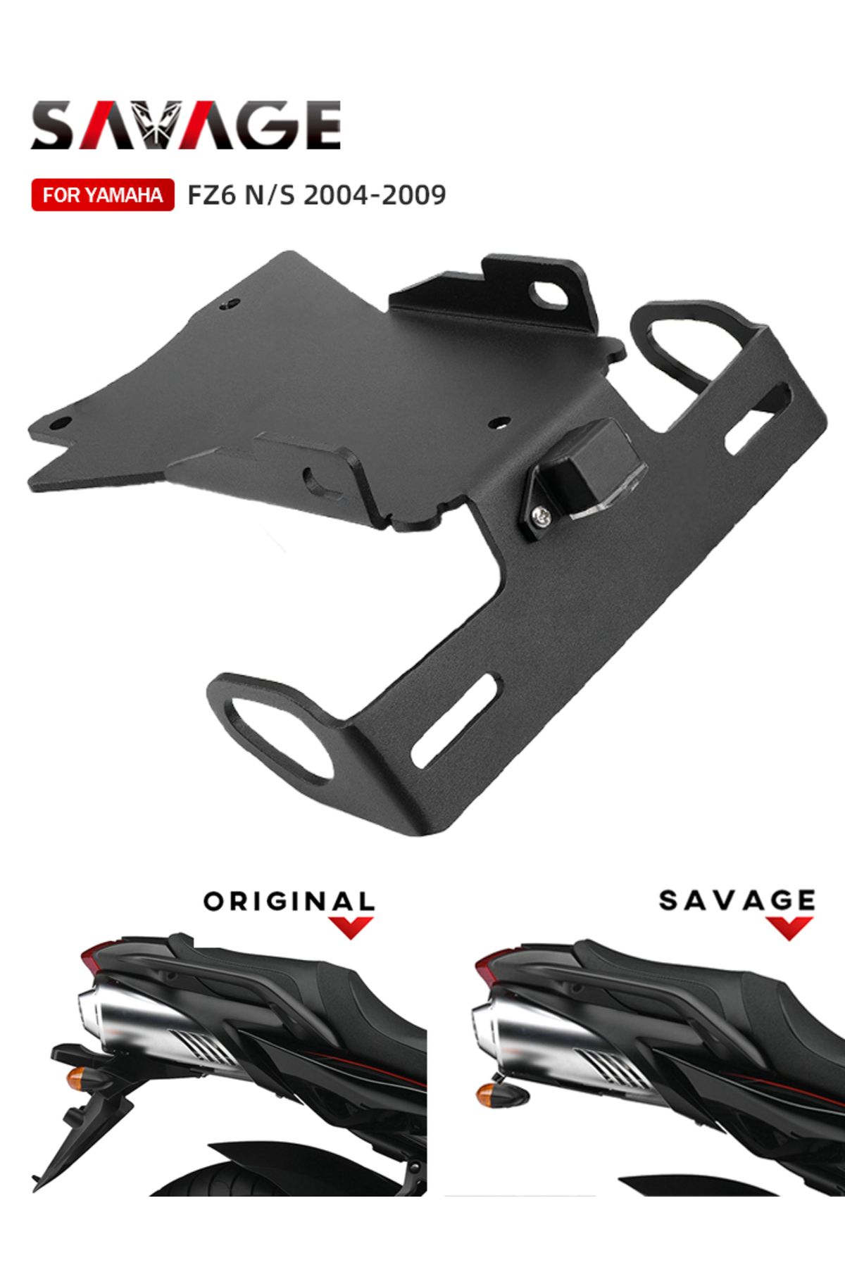 SAVAGE-For YAMAHA FZ6 License Plate Holder LED Light FZ6N FZ6S 2004-2010 FZ6 N/S Motorcycle Accessories ... 8