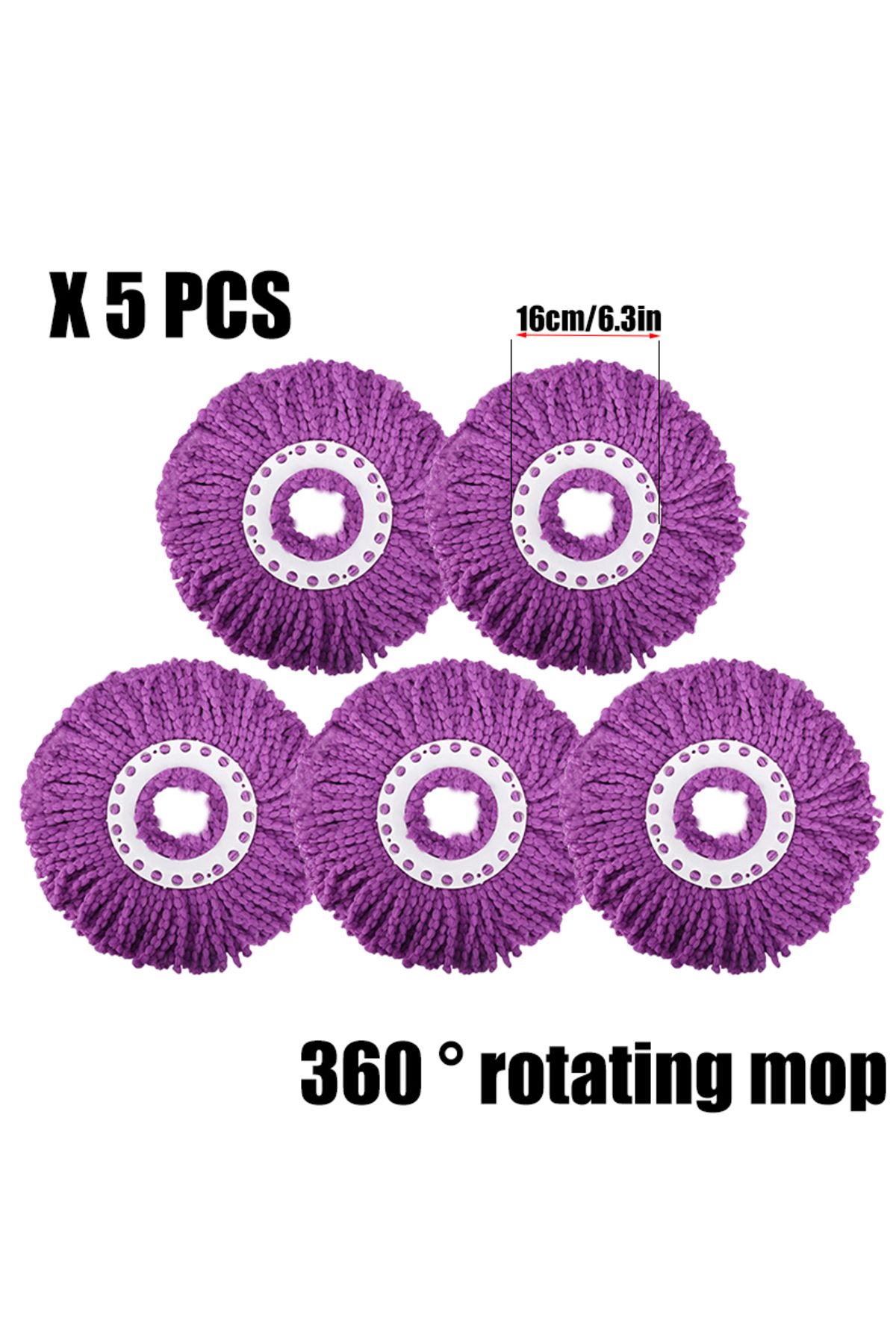 Choice-5 Pcs Universal 360 ° Rotating Mop Head Microfibers Round 16mm Mopping Head Microfiber Spin Mop Rags 1