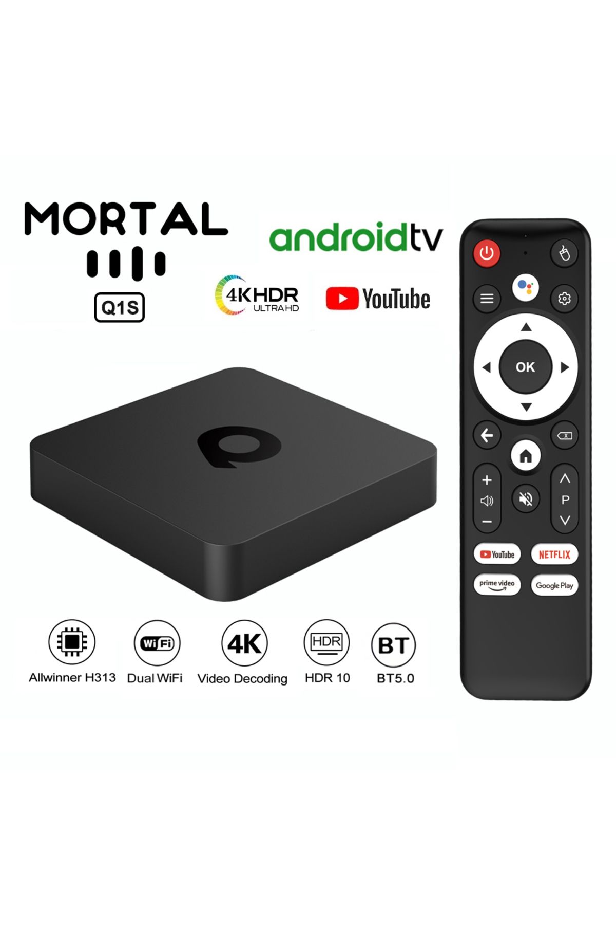 Choice-Android Smart TV Box AllwinnerH313 Global Version Mortal Q1 S 4K Google Voice Assistant H.265 Ipt... 2