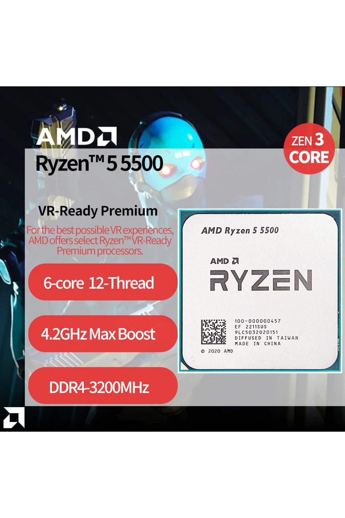 Choice-Amd Ryzen 5 5500 R5 5500 3.6ghz 6-core 12-thread Cpu Processor 7nm L3=16m 100-000000457 Socket Am... 2
