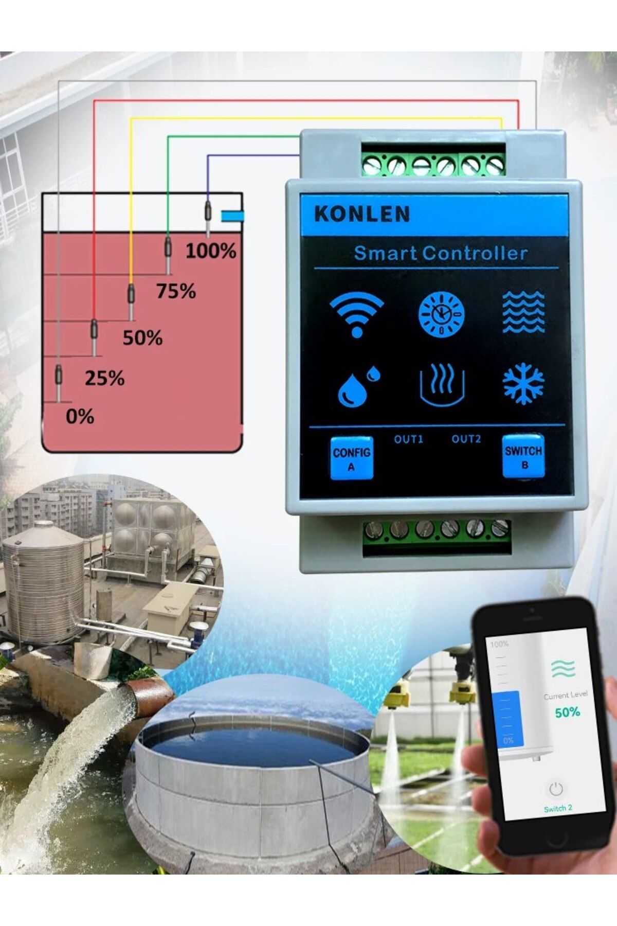 KONLEN-Tuya Water Level Sensor WIFI Controller Smart Home Leakage Flood Alarm Leak Protection Ove... 7
