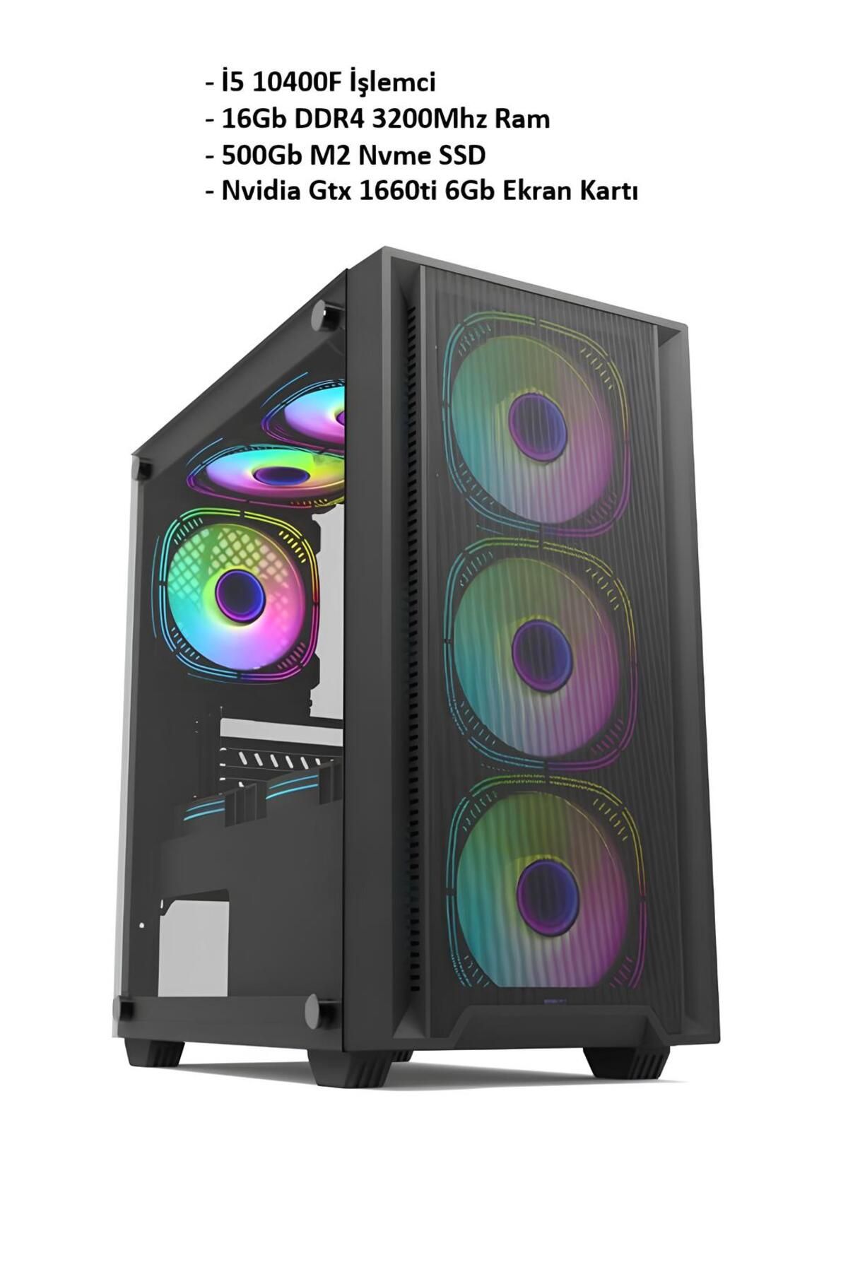 RMT702 İ5 10400F / Gtx 1660ti 6Gb / 16Gb Ram / 500Gb M2 / 1Tb HDD Masaüstü Oyuncu Bilgisayarı