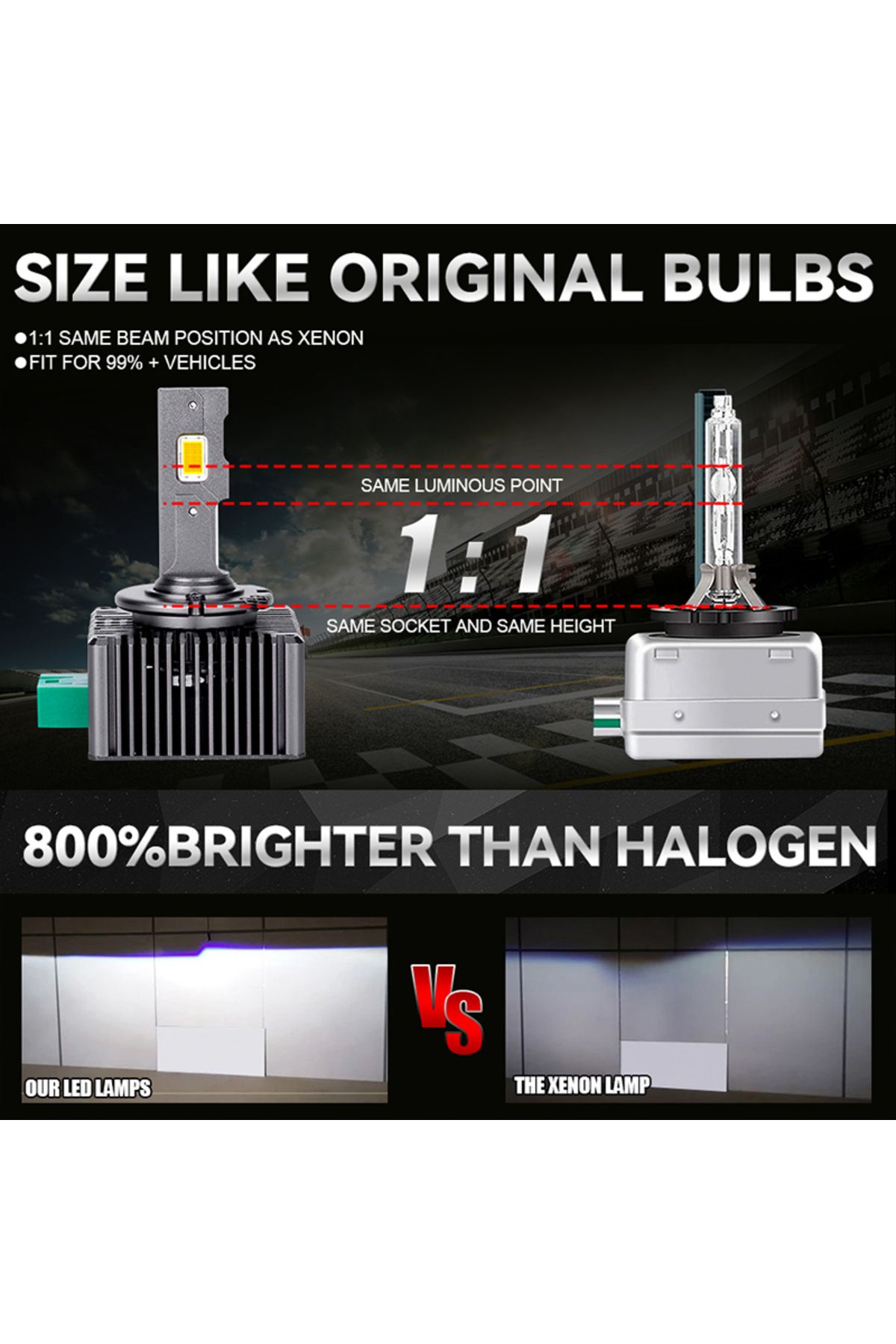 Choice-مصابيح أمامية LED D1s 6000k Carlitek D3s D1s D2s D4s D5s D8s مصابيح زينون 35/70 واط توربو LED ثنائية الجانب 95 4