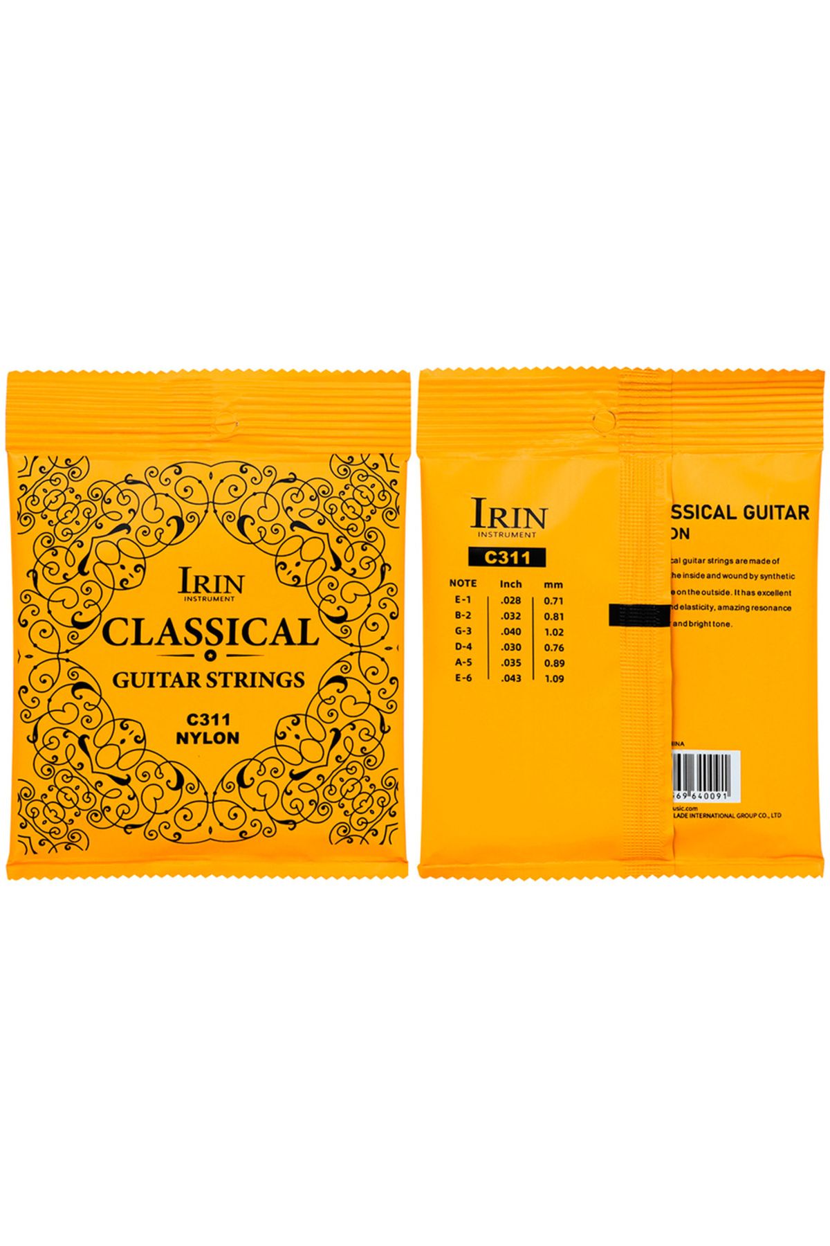 IRIN-C311 Classical Guitar Strings Nylon Core Silver Plated Copper Pu Coating Classic Guitar Strings 1