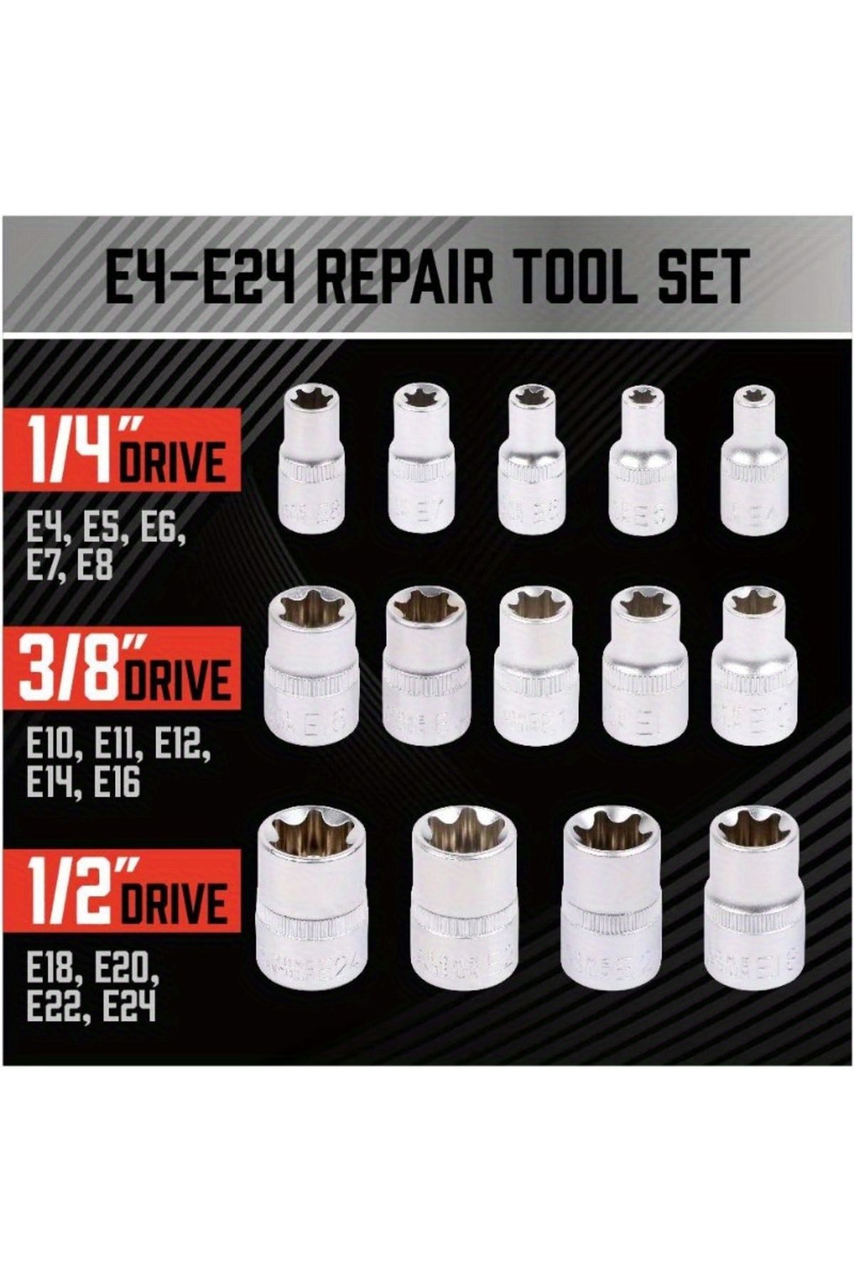 Choice-14pcs/set E-TORX Socket Set - Premium Female Torx Socket Set, Torque1Socket Set, External Torx So... 4