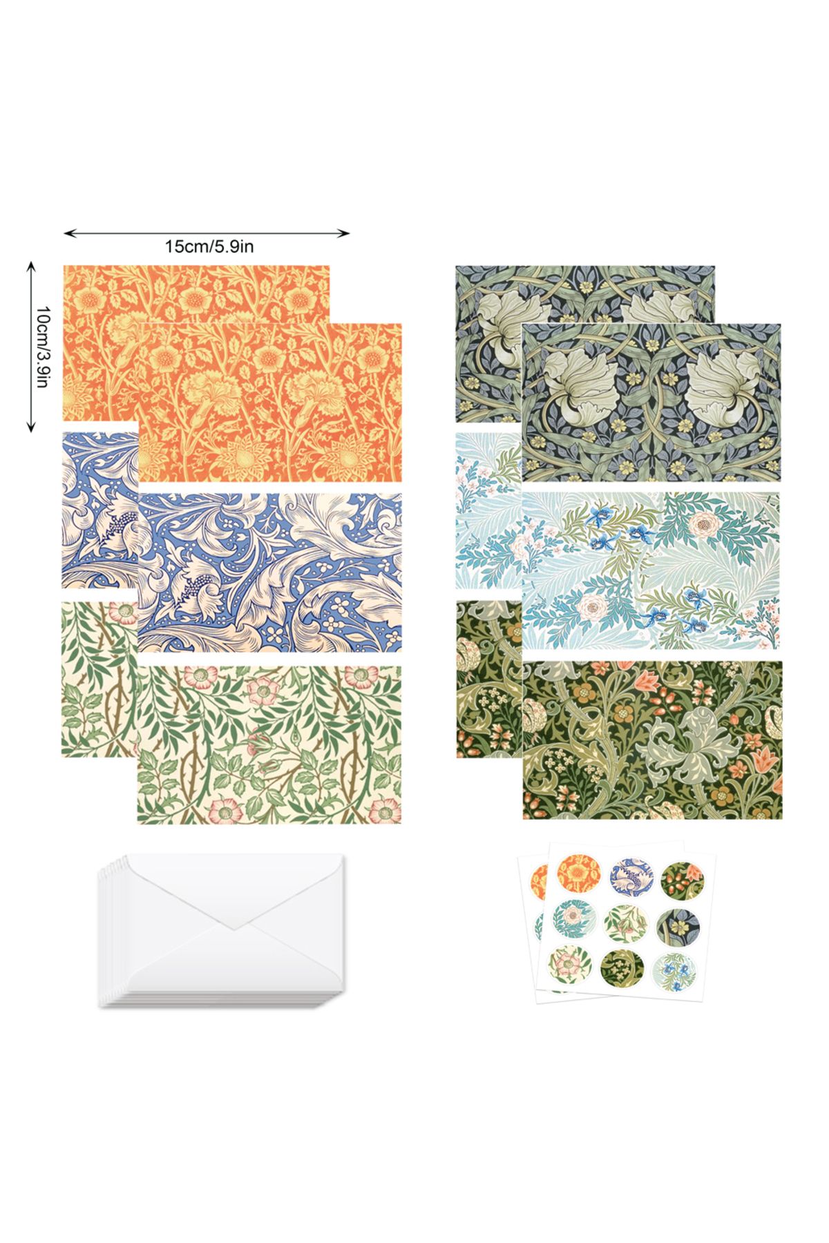 Choice-S Hk050-26pcs 26pcs Retro Flower Pattern Greeting Cards And Envelopes With Flower Labels Package For 1