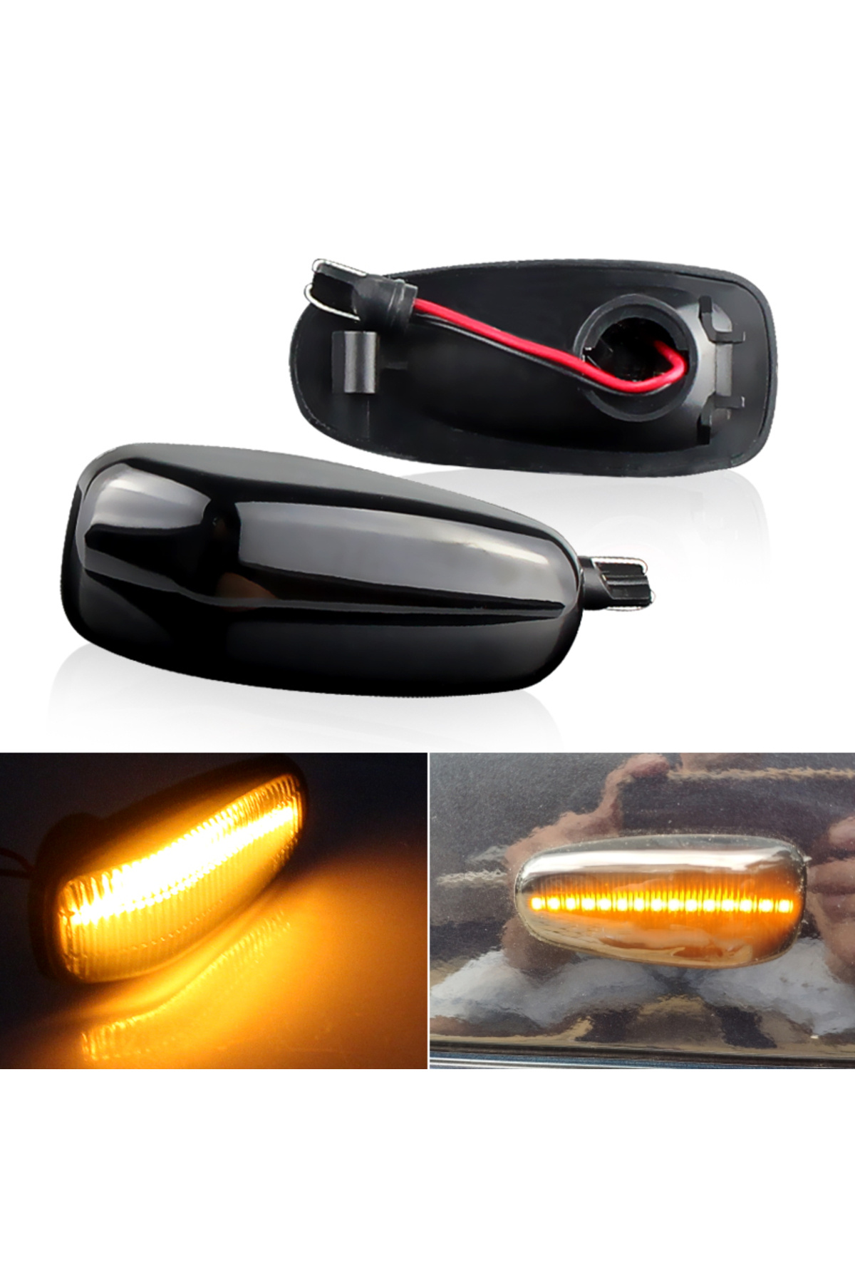 APMATAUTO-2pcs No Dynamic 2pcs Car Led Smoked Dynamic Turn Signal Light Side Marker Blinker Lamp For Mercedes- 1