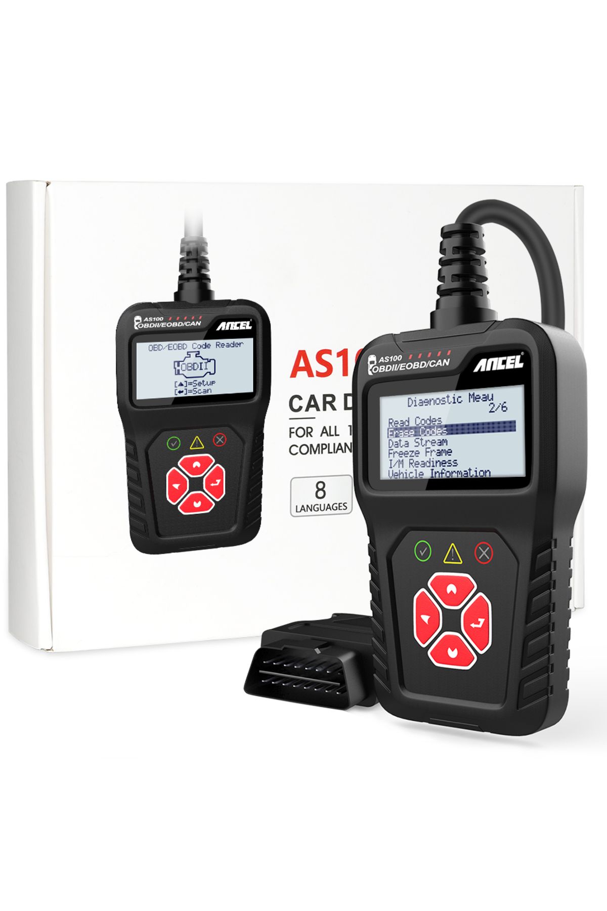 ANCEL-Black 2025 As100 Obd2 Engine Code Reader Obd 2 Scanner Engine Analyse Read Code Erase Code Aut 1