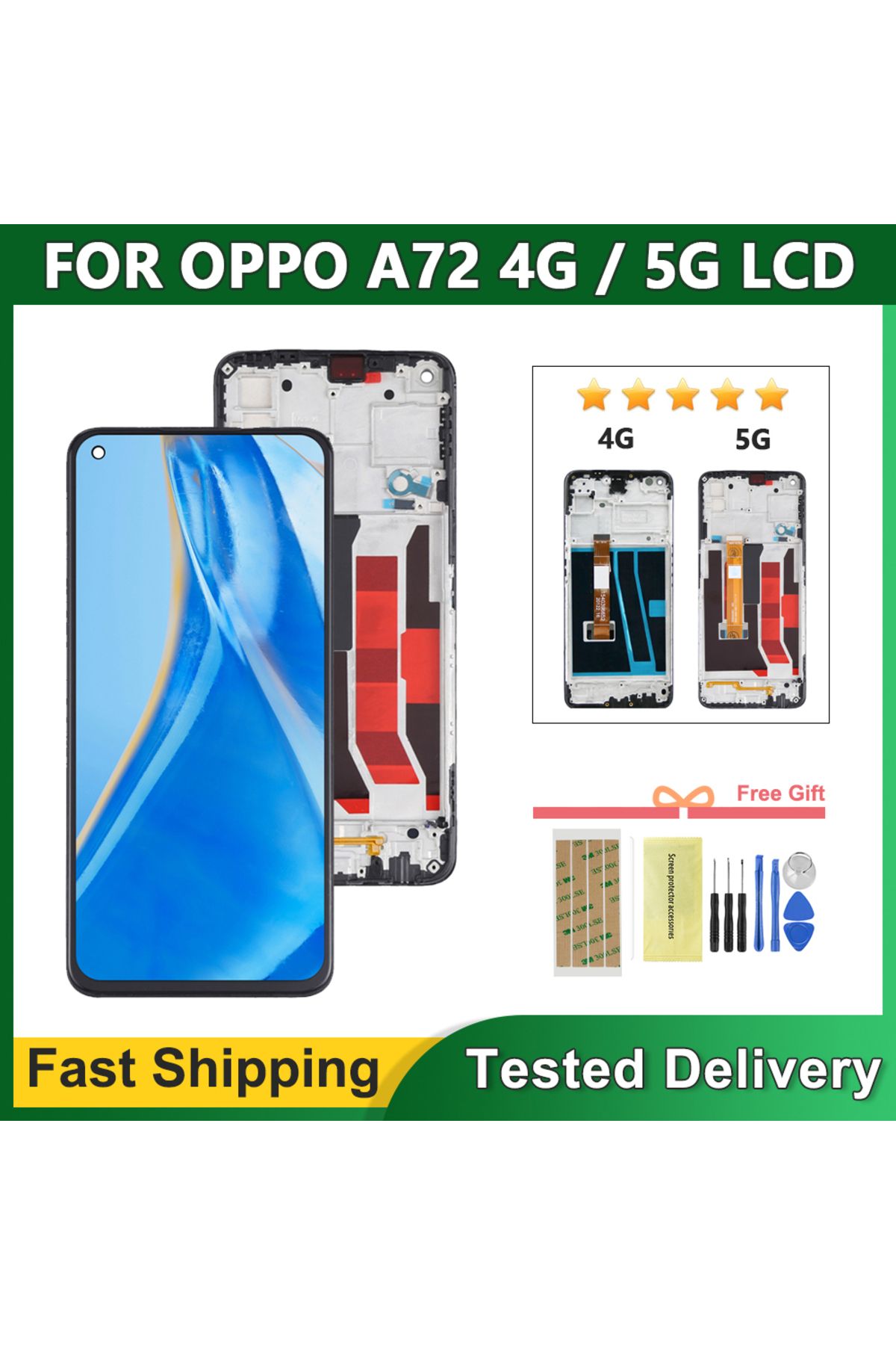 sinmaytai-A72 4g No Frame 6.5" For Oppo A72 5g Pdym20 Lcd Display Touch Screen Assembly With Frame, For Oppo A 1