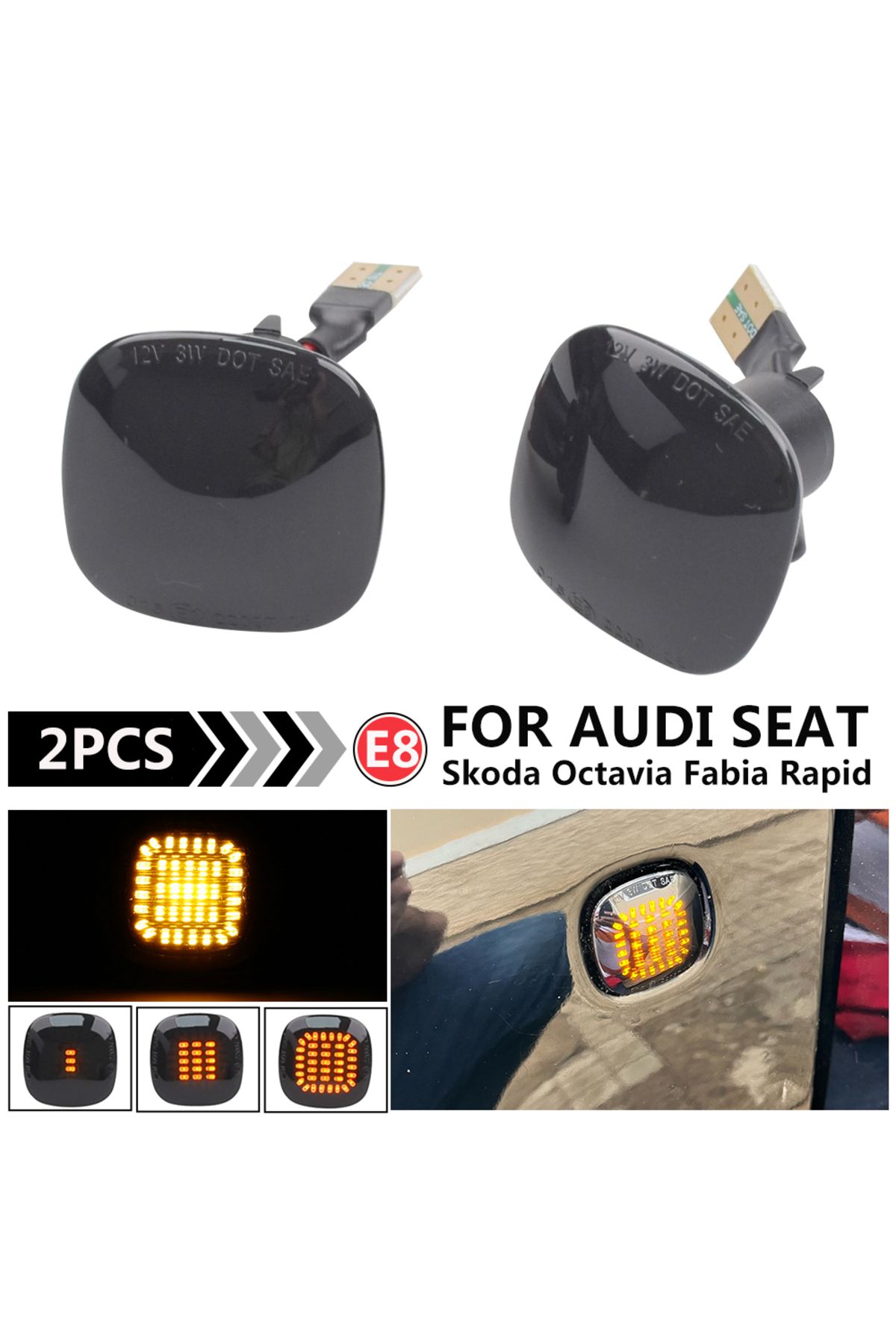 Choice-Dynamic LED Side Marker Turn Signal repeater Light for AUDI A3 A4 A8 SKODA Octavia Roomster Rapid... 1