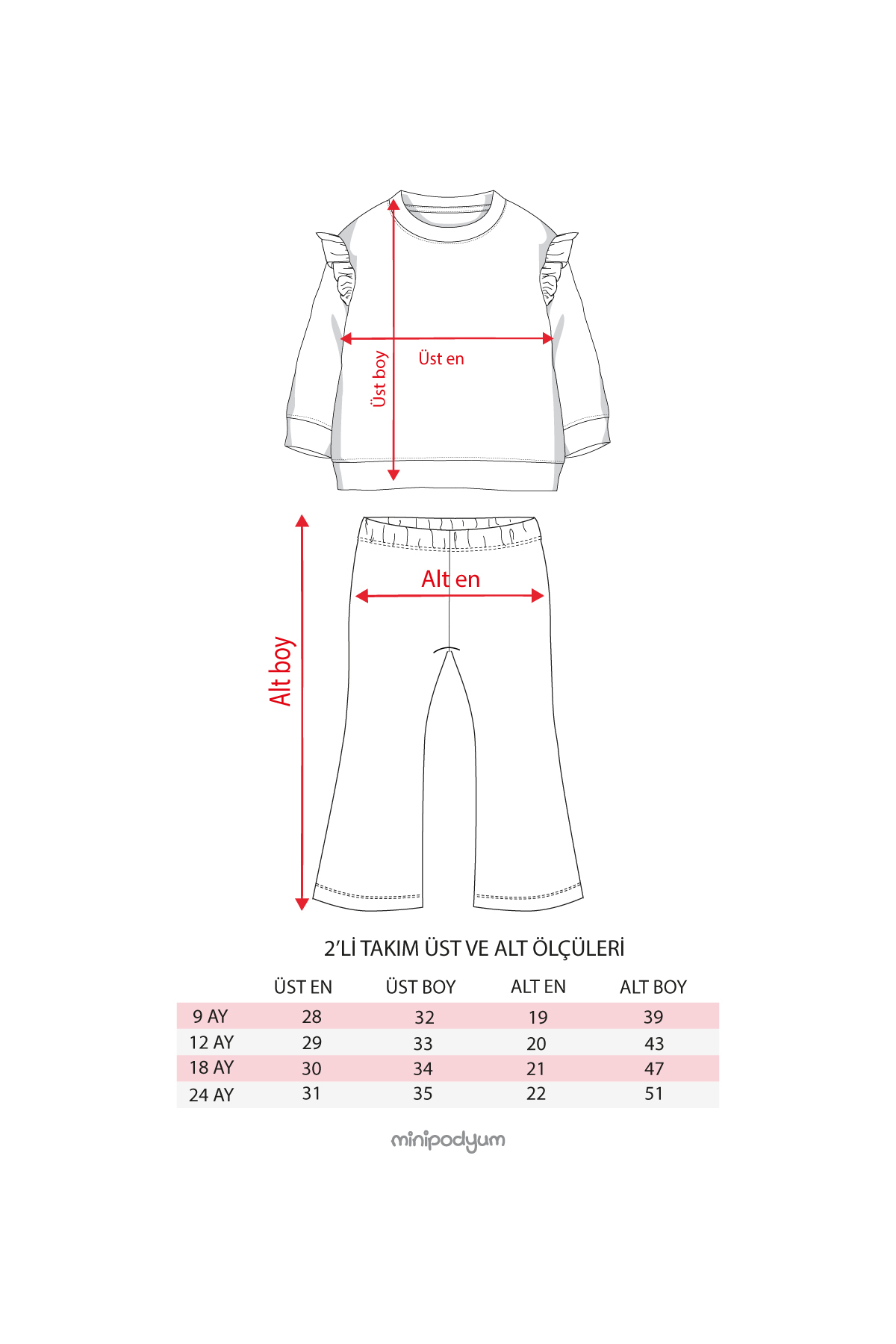 Minipodyum Kız Bebek Bandanalı Nakışlı İspanyol Paça Taytlı 3 Parça Alt Üst Takım fotoğrafı 5 (önizleme)