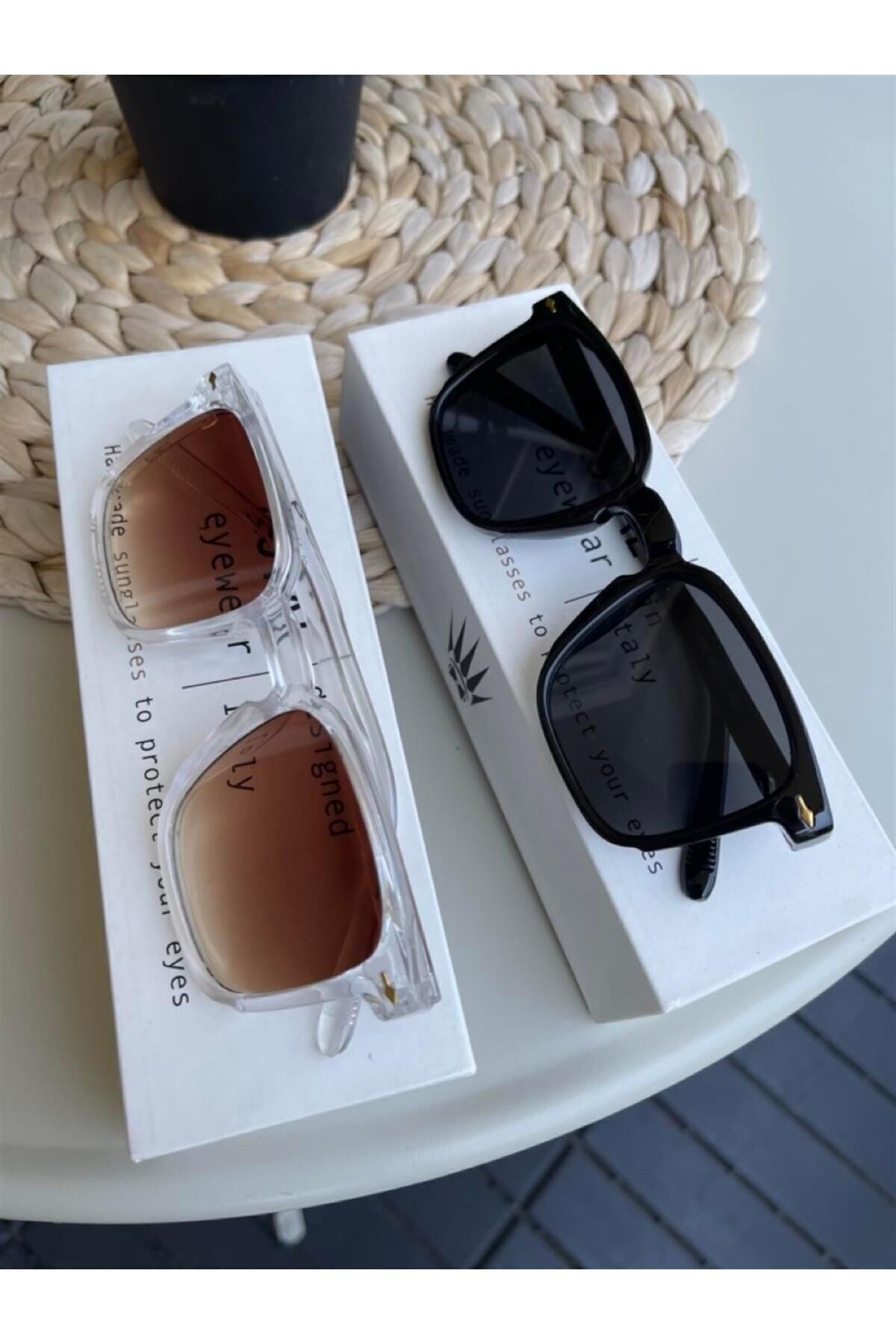 WATCHOFROYAL-نظارات شمسية كلاسيكية للنساء - أسود شفاف، نظارات شمسية للرجال UV-400 زجاج 3