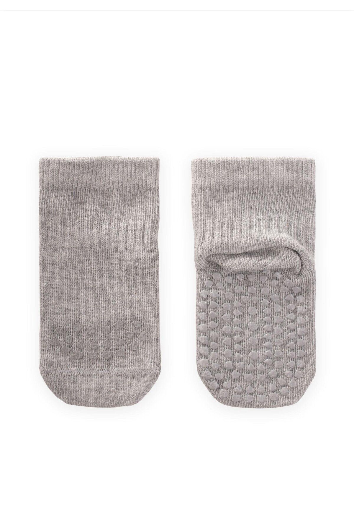 Cigit-Gray Melange Crawling and Anti-Slip Socks 1